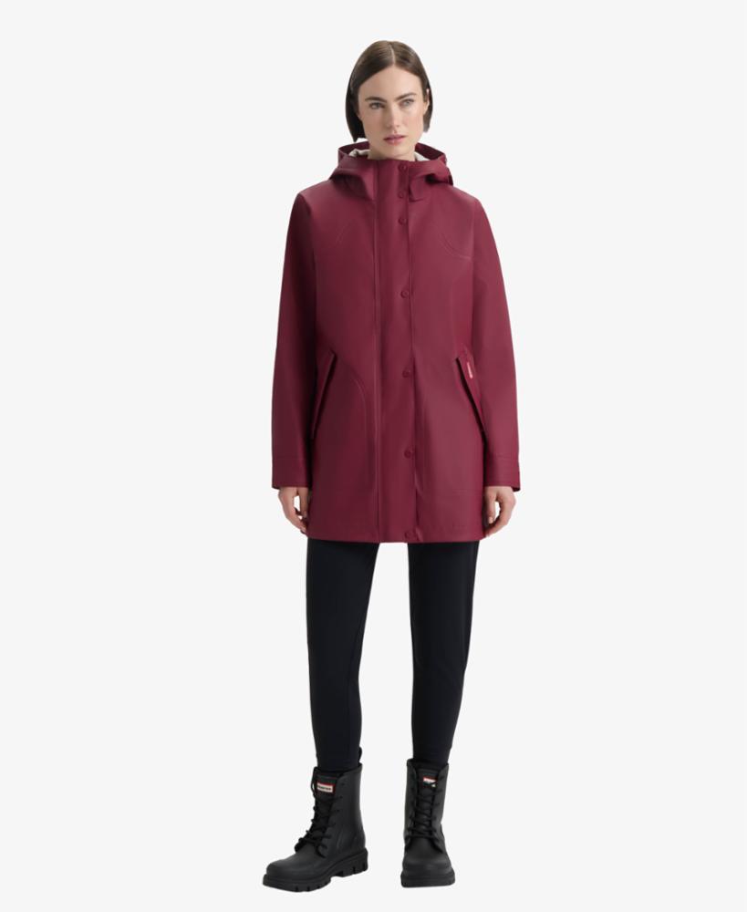 Hunter Women ACACIA RUBBERIZED RAIN JACKET CRANBERRY