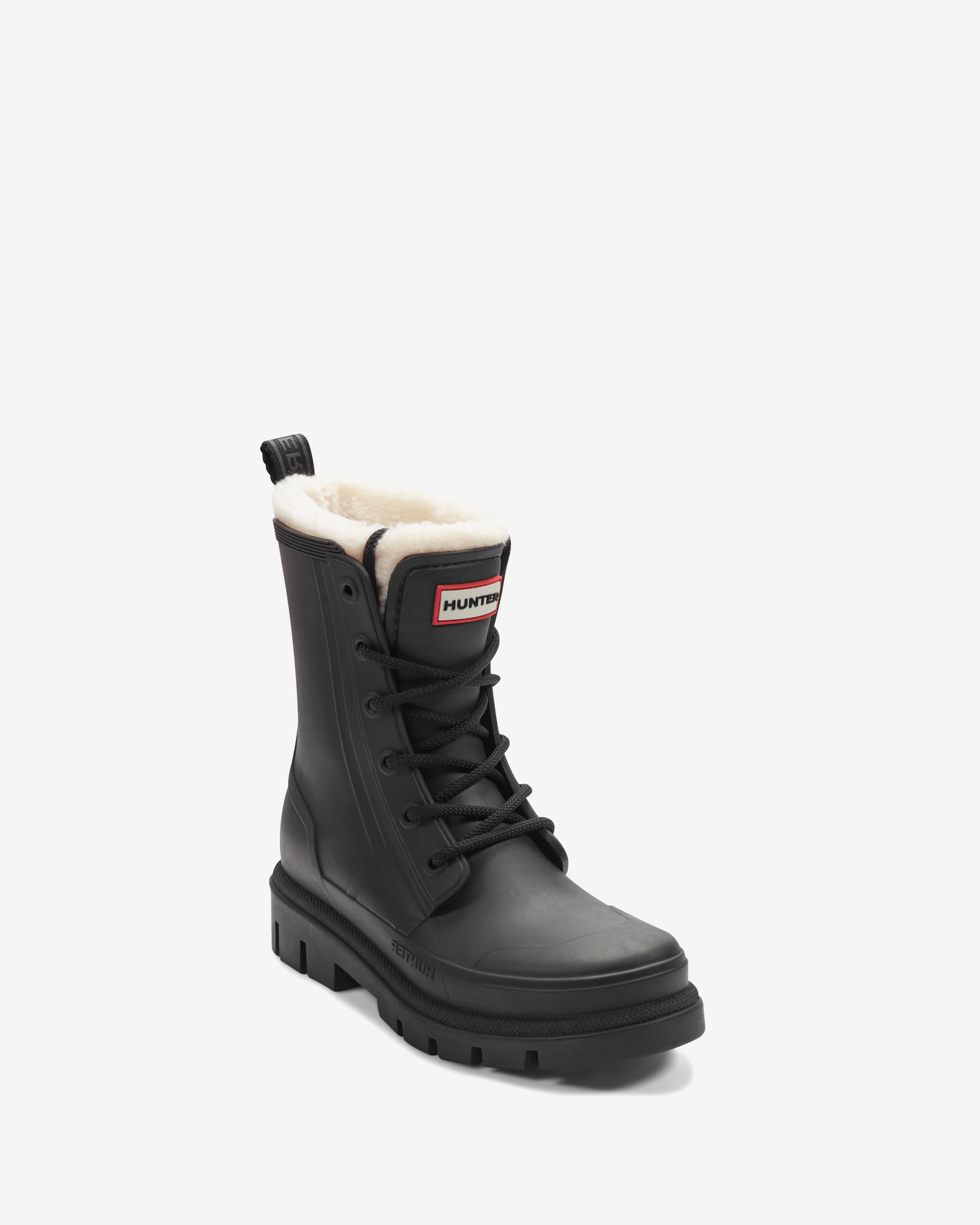 HUNTER WOMEN DIANAS BOOTIE BLACK/CREAM/INJECTED MATTE TPE