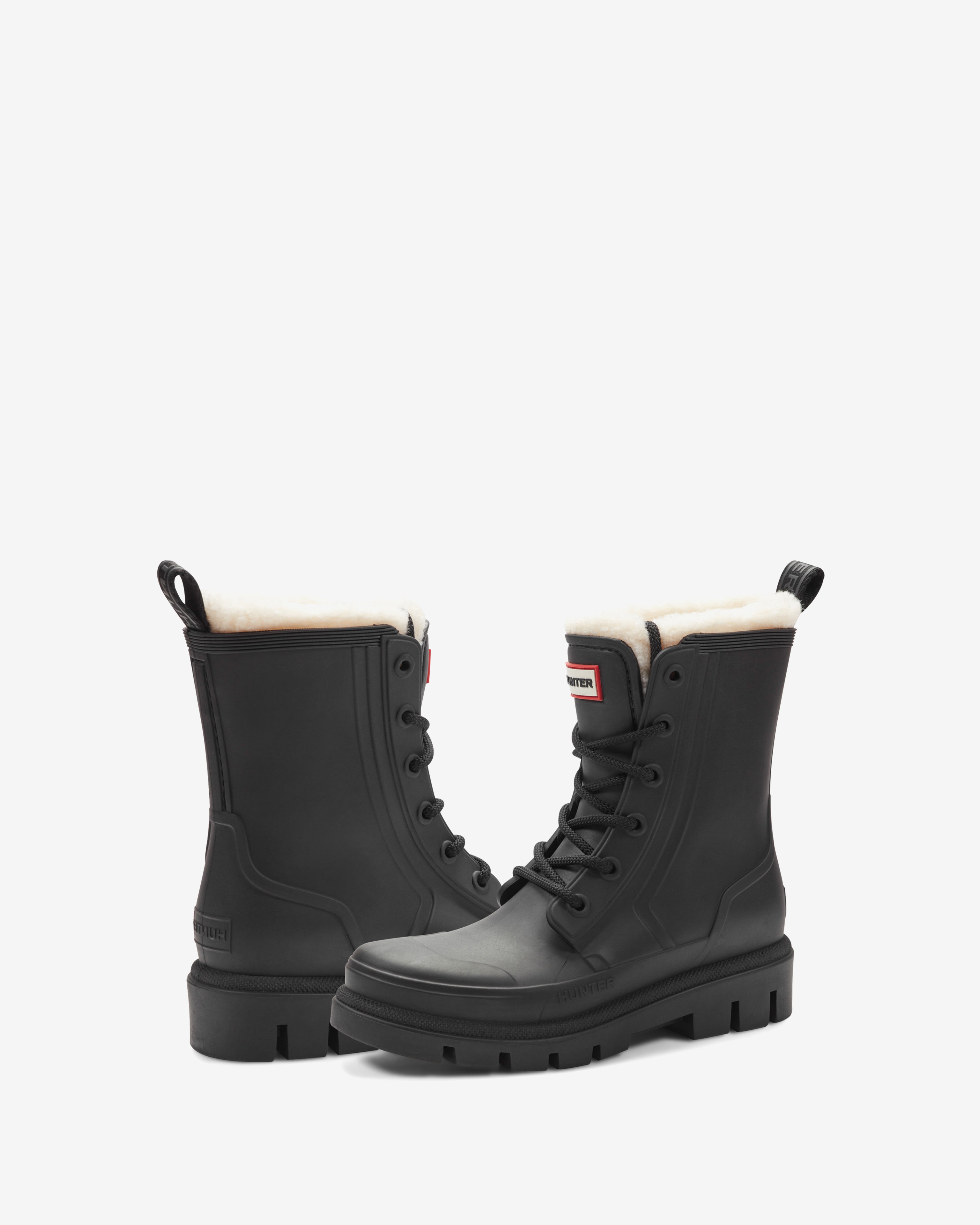 HUNTER WOMEN DIANAS BOOTIE BLACK/CREAM/INJECTED MATTE TPE