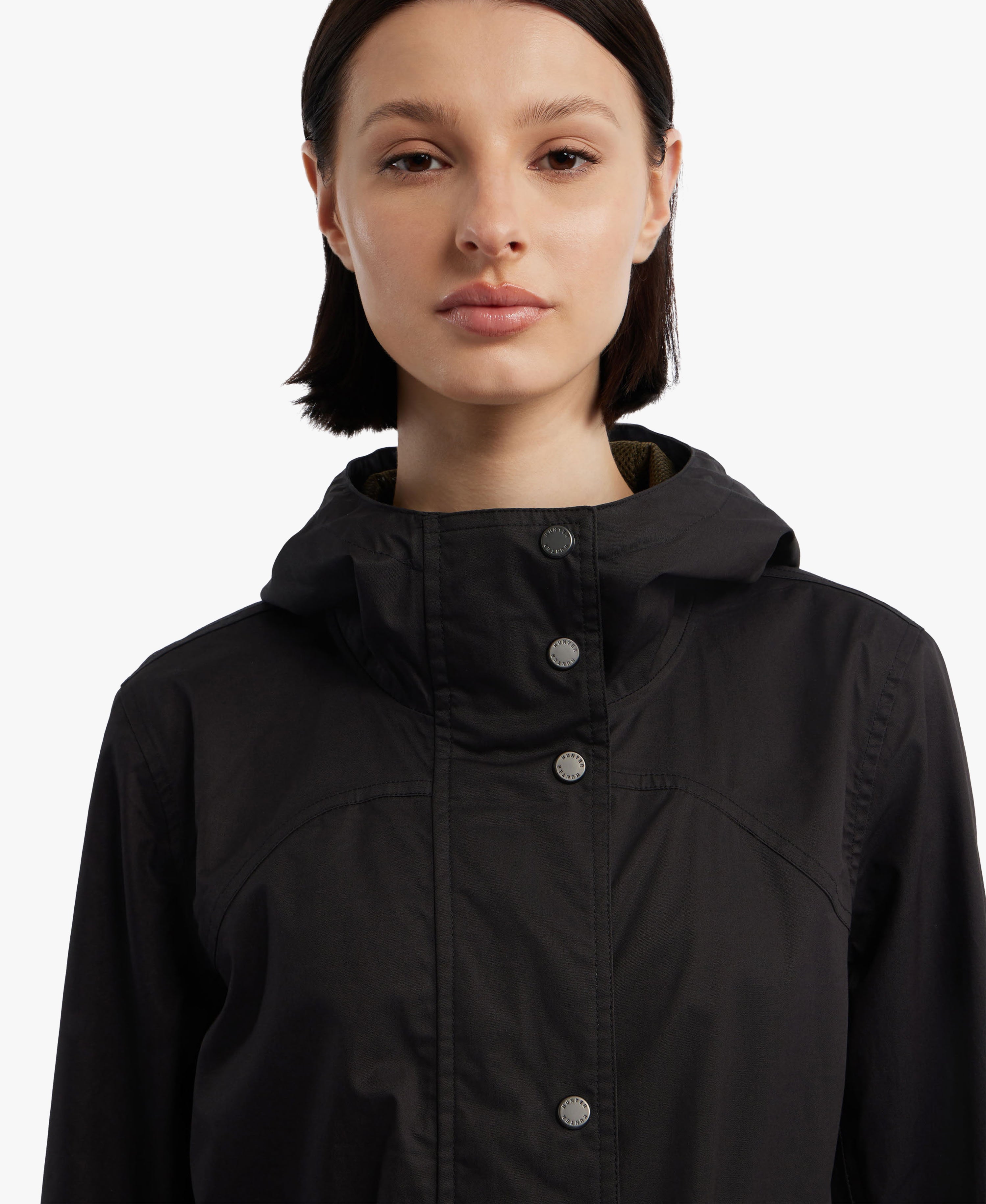 HUNTER WOMEN ADELA COTTON CANVAS RAIN JACKET 001 BLACK