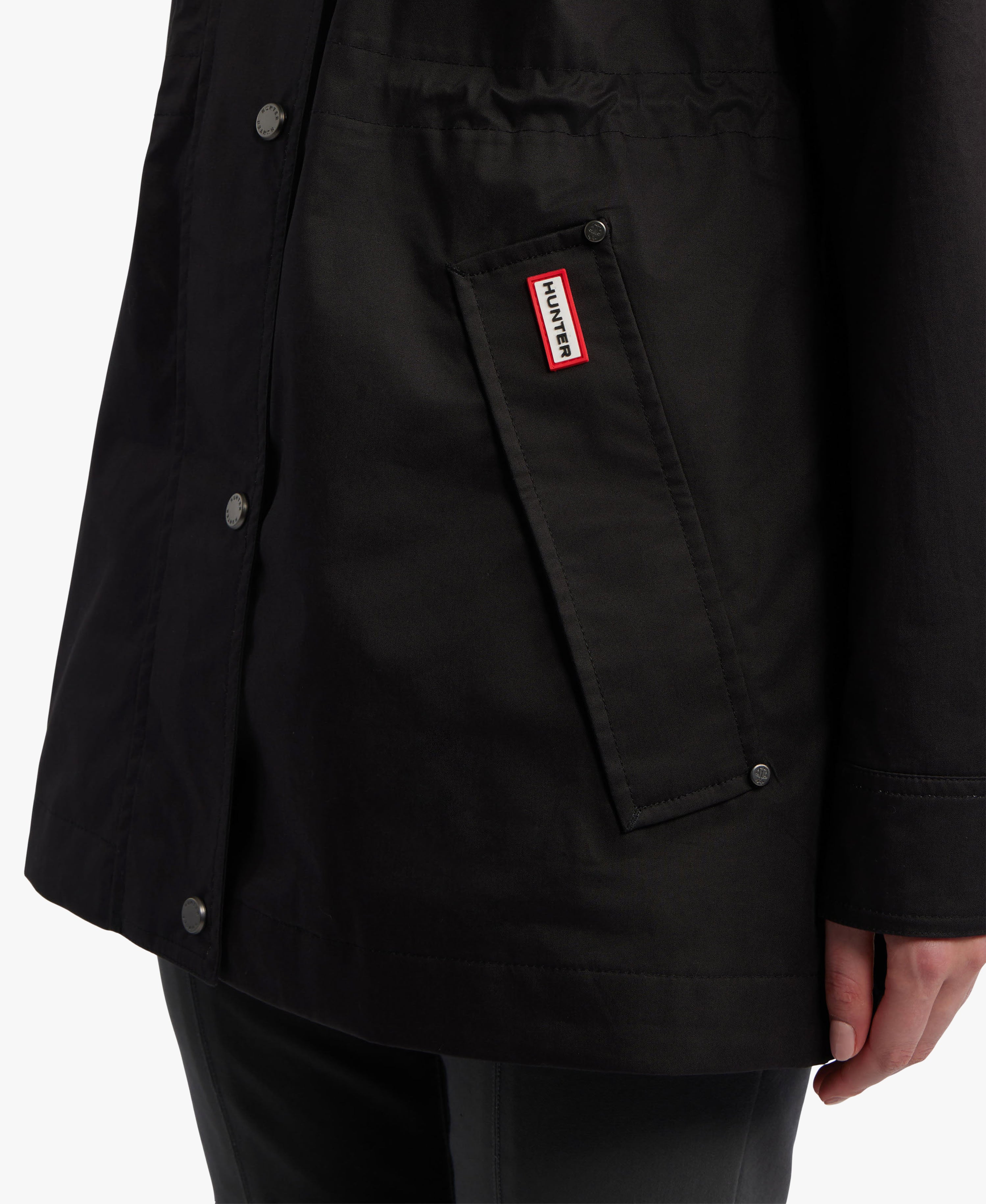 HUNTER WOMEN ADELA COTTON CANVAS RAIN JACKET 001 BLACK