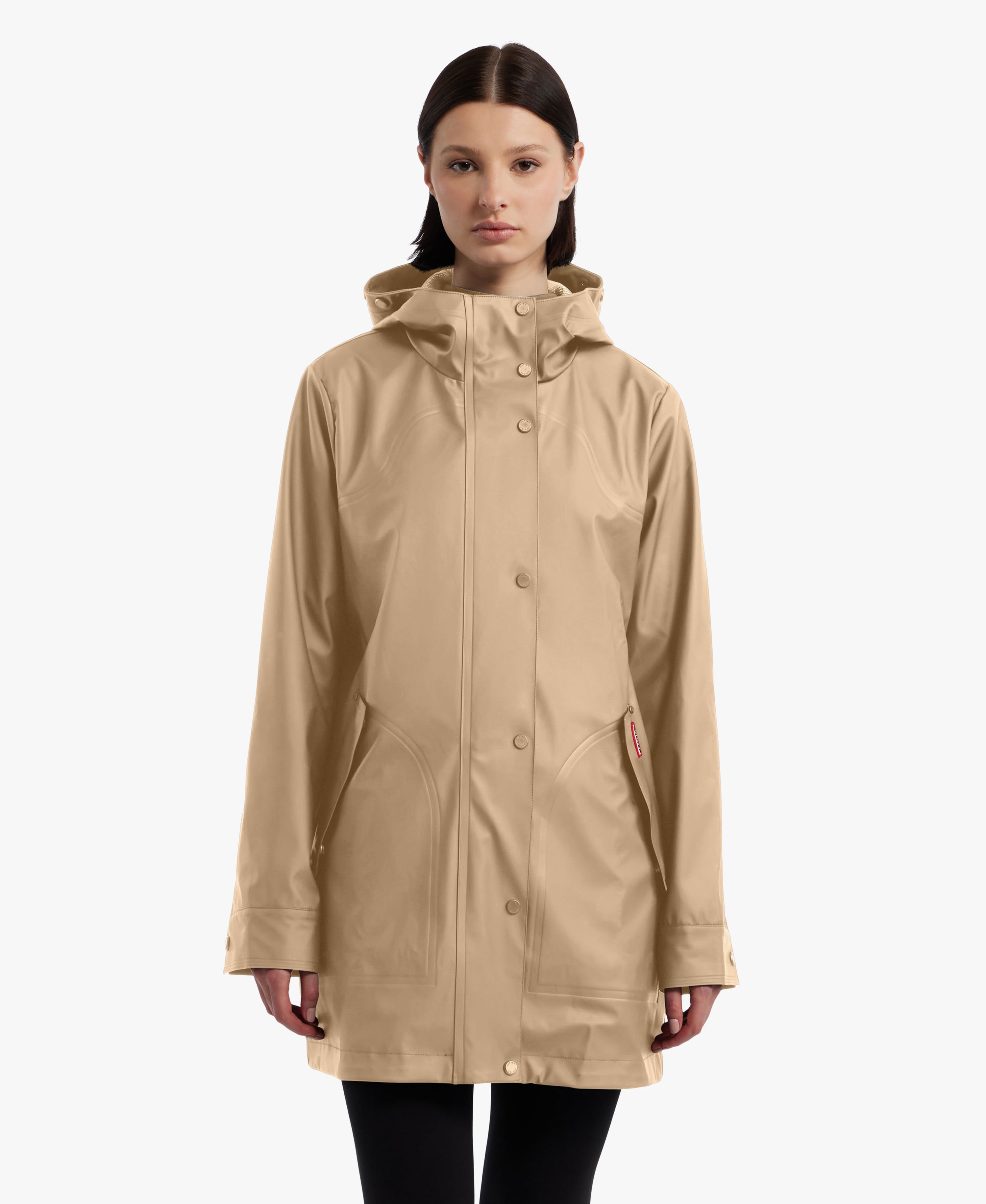 HUNTER WOMEN ACACIA RUBBERIZED RAIN JACKET 263 BRITISH TAN