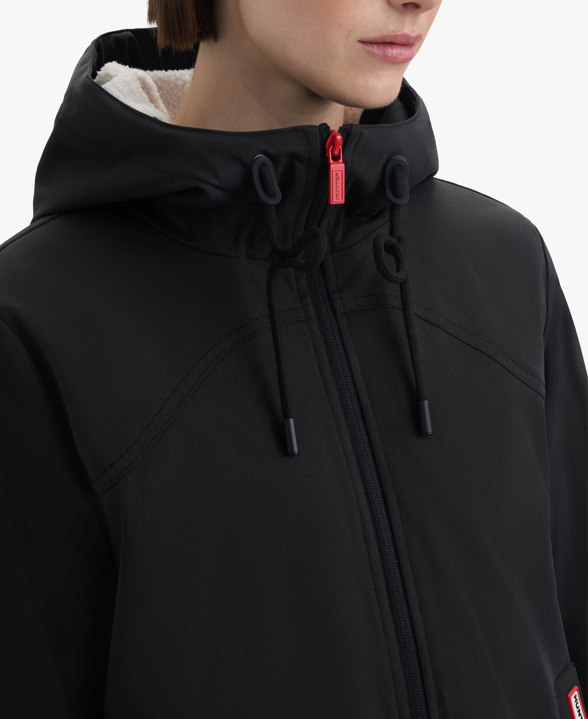 HUNTER WOMEN BLAKE POLY SHORT RAIN JACKET 001 BLACK