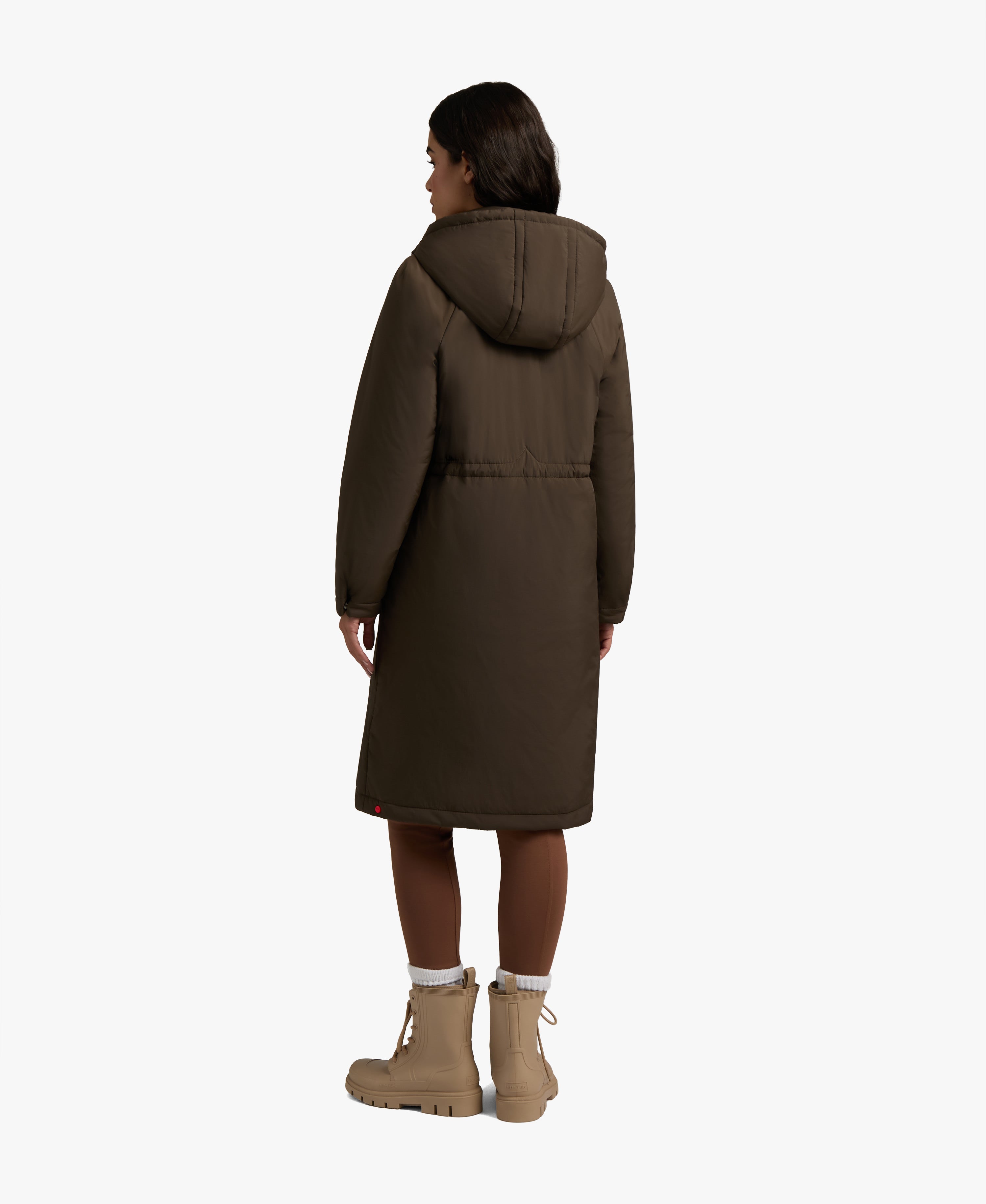 HUNTER WOMEN ISABELLE NYLON PADDED RAIN COAT 217 BROWNIE