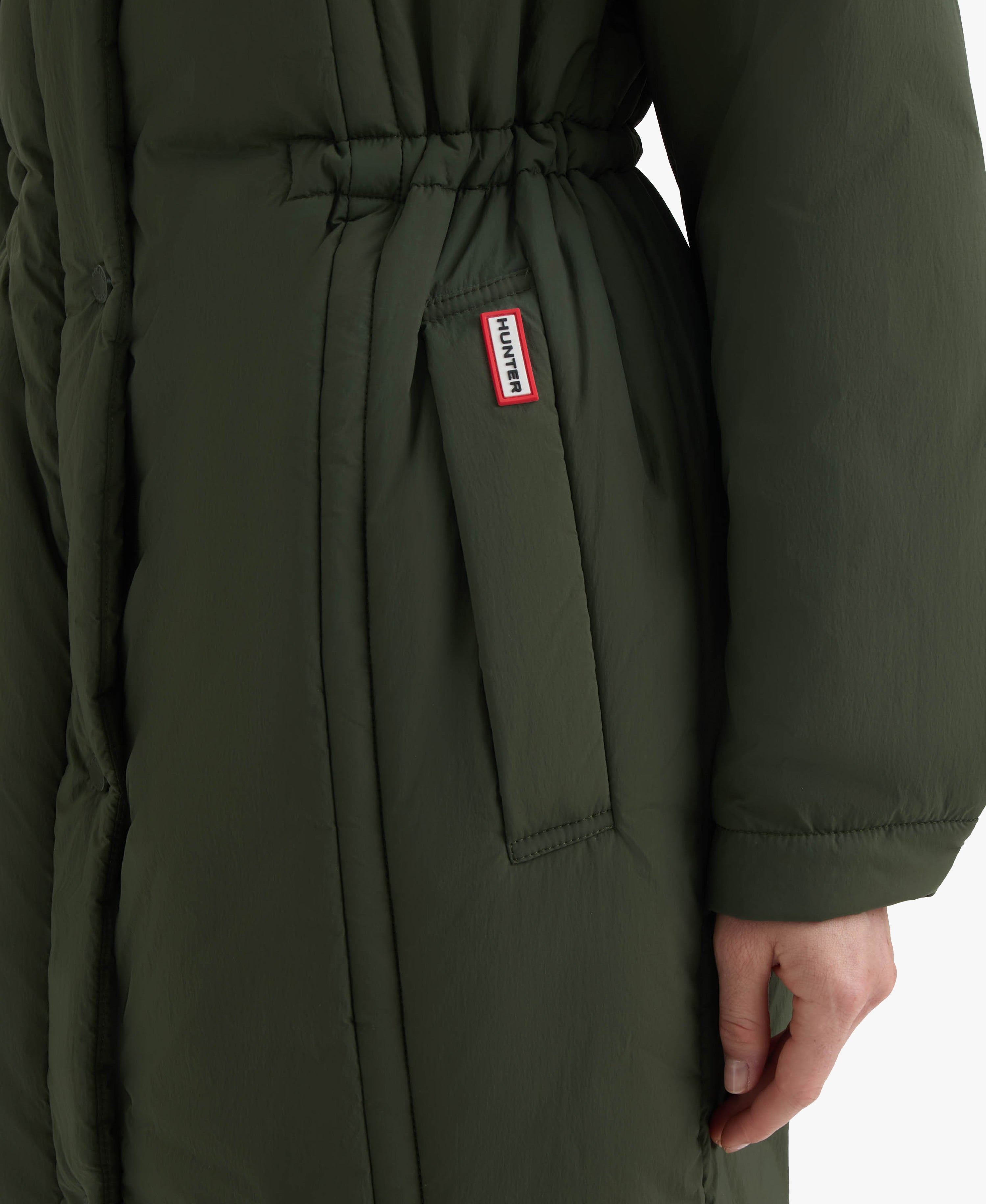 HUNTER WOMEN ISABELLE NYLON PADDED RAIN COAT 361 HUNTER GREEN