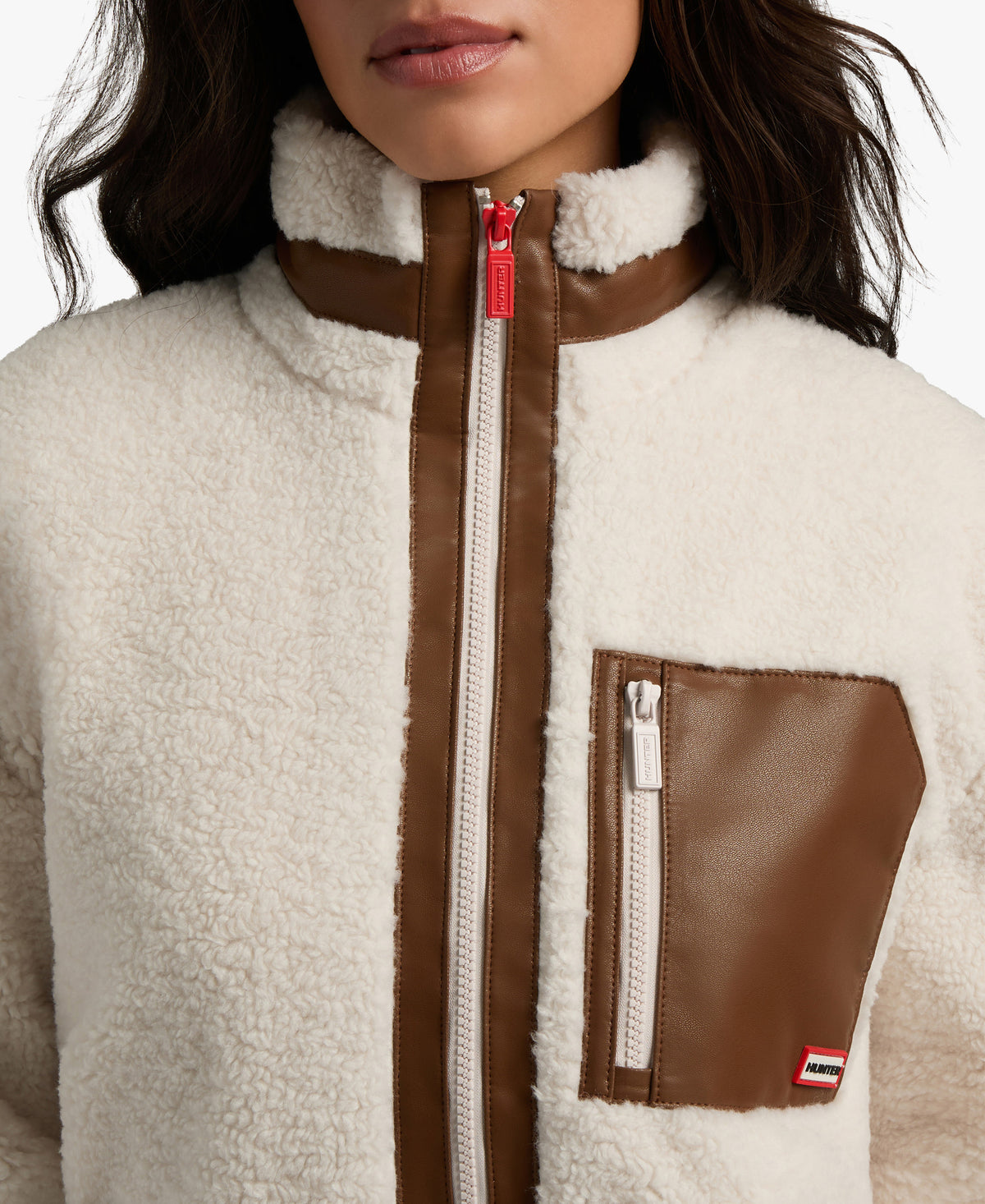 HUNTER WOMEN EMMA SHERPA COLOURBLOCK ACTIVE JACKET 144 CREAM