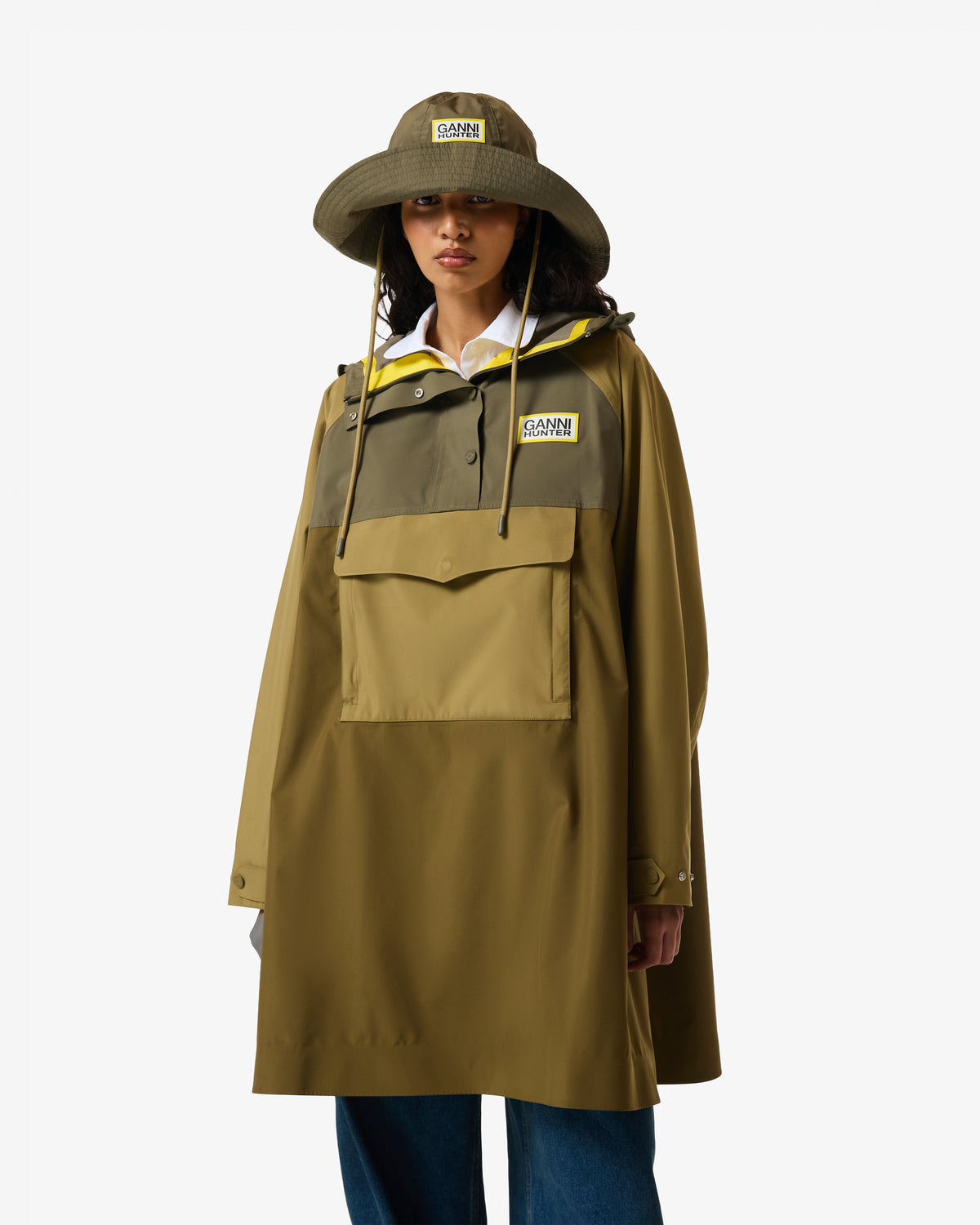 HUNTER WOMEN GANNI X HUNTER WATERPROOF PONCHO GANNI GREEN