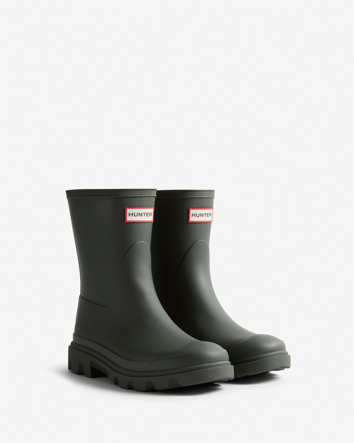 HUNTER UNISEX RAINPOUR SHORT BOOT DARK OLIVE