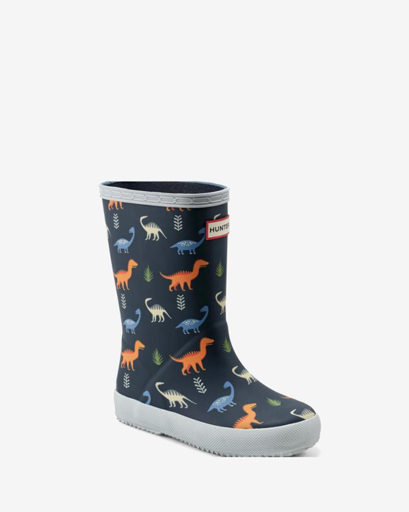 Hunter Kids LITTLE KIDS ORIGINAL FIRST CLASSIC BOOT MEDIEVAL BLUE MLT/DK DINO PRT