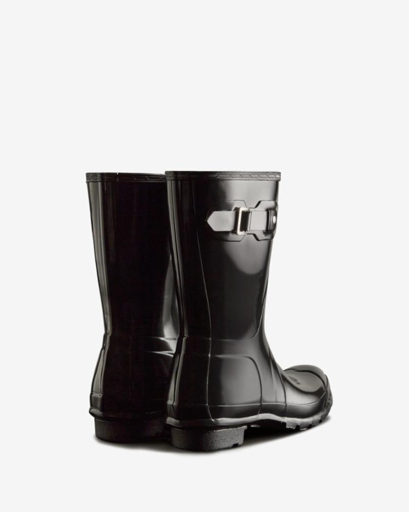 Hunter Women WOMENS ORIGINAL SHORT GLOSS BOOT BLACK