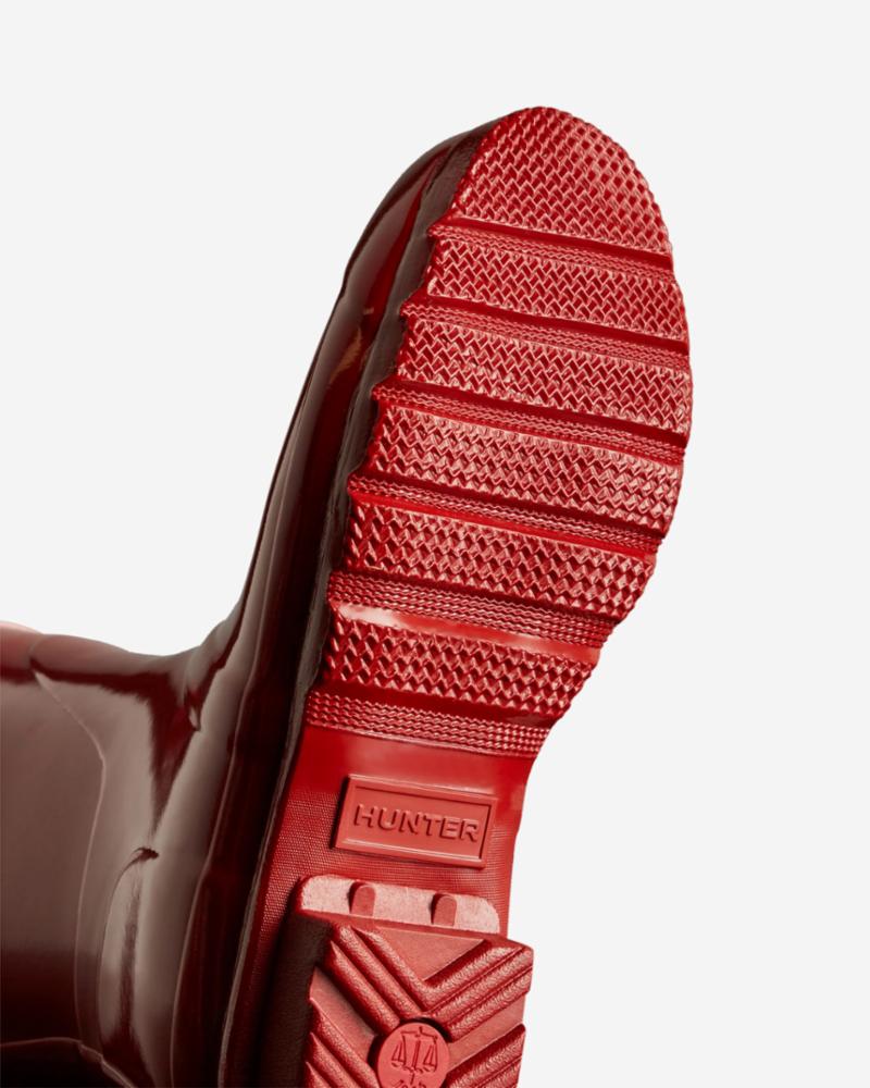 Hunter Women WOMENS ORIGINAL SHORT GLOSS BOOT MILITARY RED