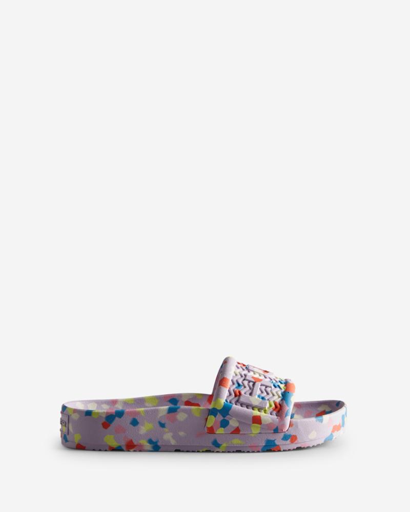 Hunter Women WOMENS BLOOM ALGAE MARBLE FOAM SLIDE TEMPERED MAUVE