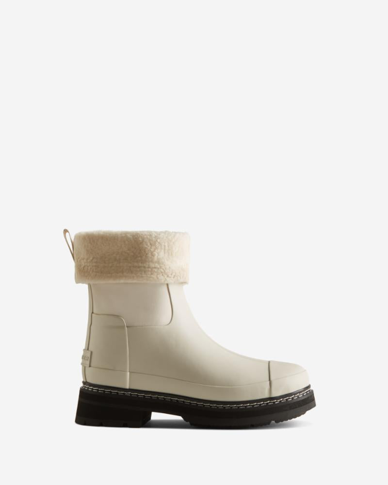 Hunter Women WOMENS REFINED SHORT STITCH INSULATED BOOT WHITE WILLOW/BLACK