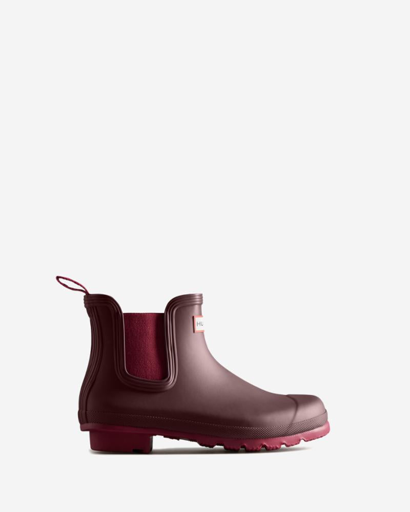Hunter Women WOMENS ORIGINAL CHELSEA CHESTNUT CRUST/HAYES BURGUNDY
