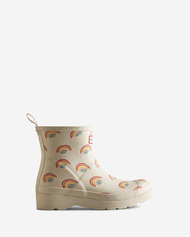 Hunter Women WOMENS PLAY SHORT MINI RAINBOW PRINT BOOT SHADED WHITE