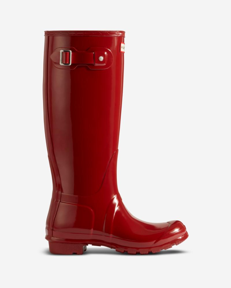 Hunter Women WOMENS ORIGINAL TALL GLOSS BOOT MILITARY RED