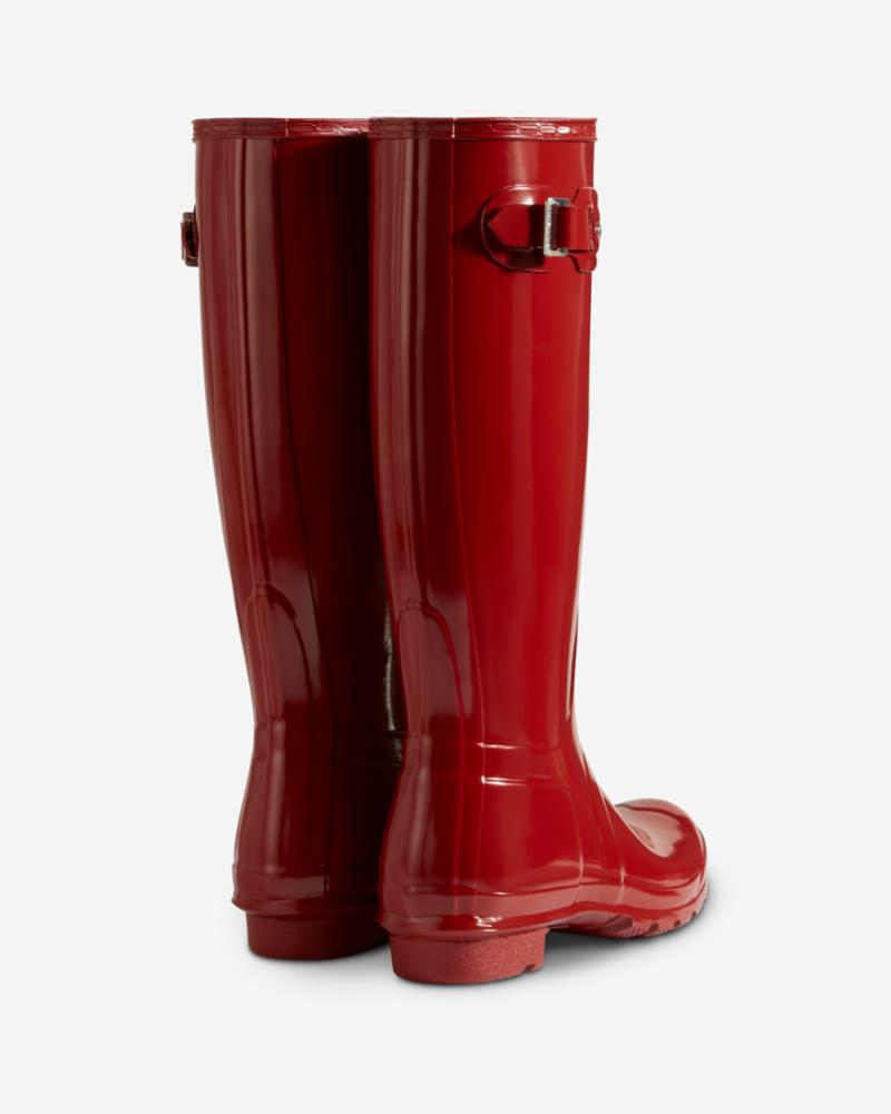 Hunter Women WOMENS ORIGINAL TALL GLOSS BOOT MILITARY RED