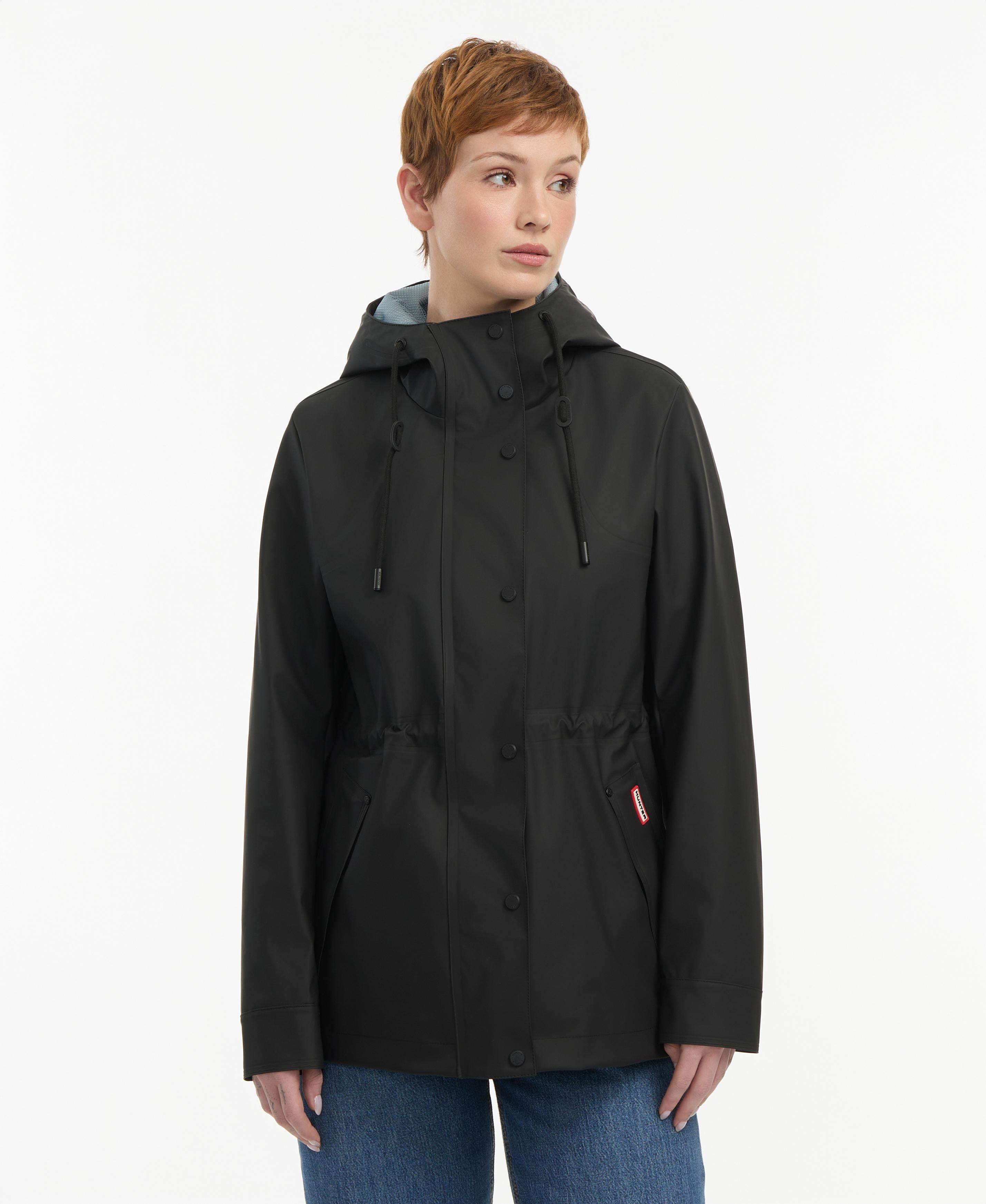 Hunter Women ABBEY SHORT RUBBERIZED RAIN JACKET BLACK