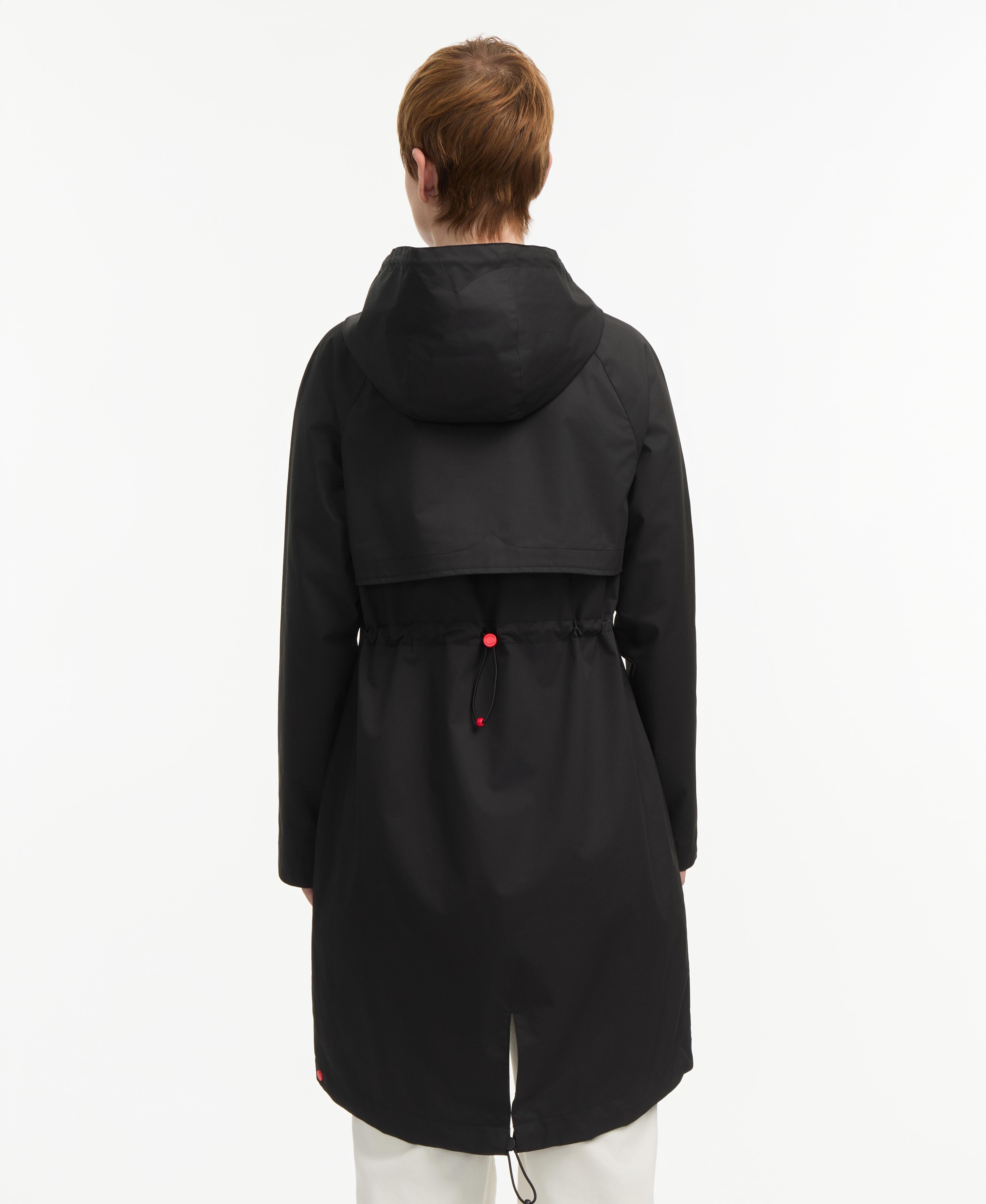 Hunter Women JENCY COTTON HIGH LOW RAIN COAT BLACK