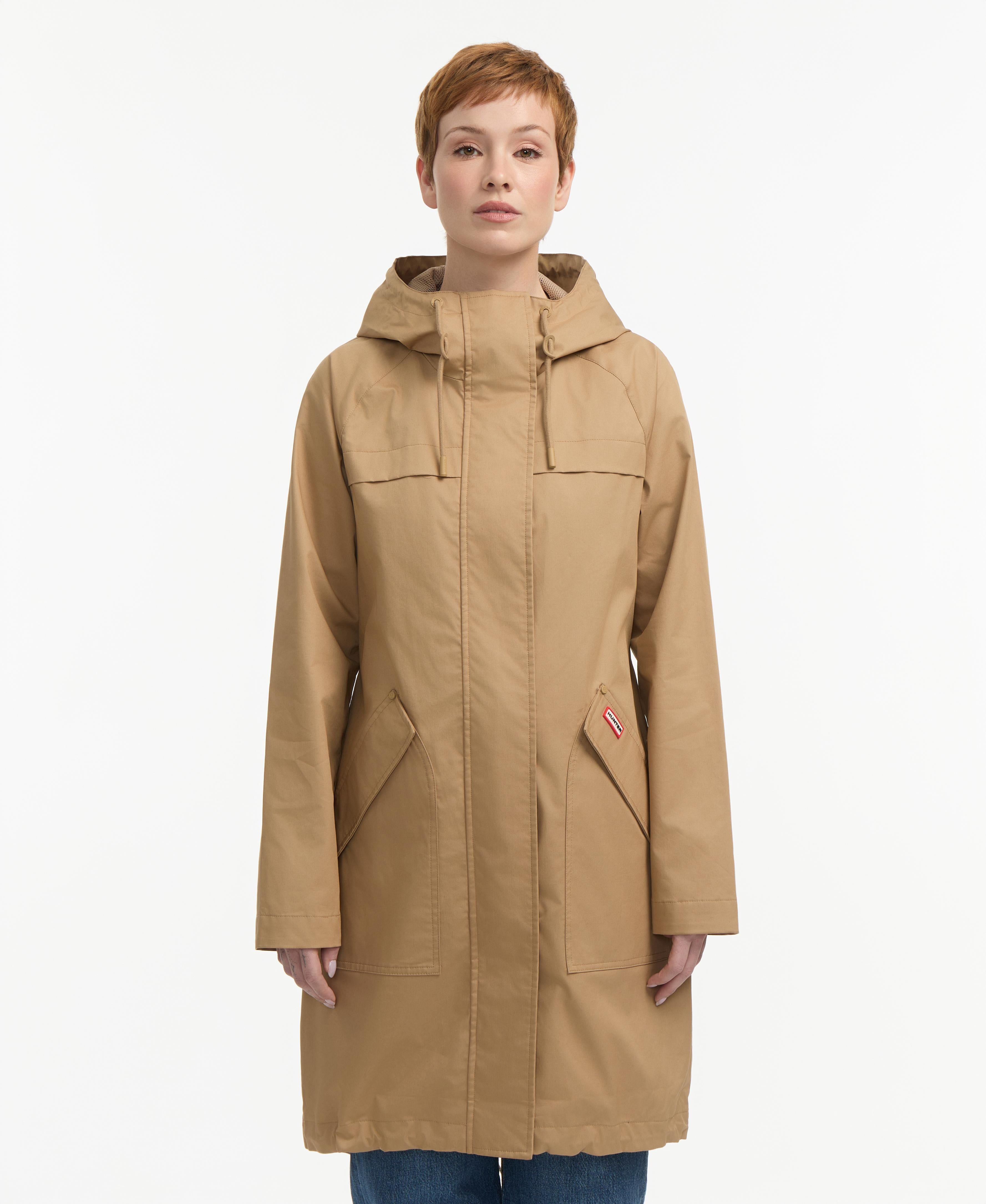 Hunter Women JENCY COTTON HIGH LOW RAIN COAT BRITISH TAN
