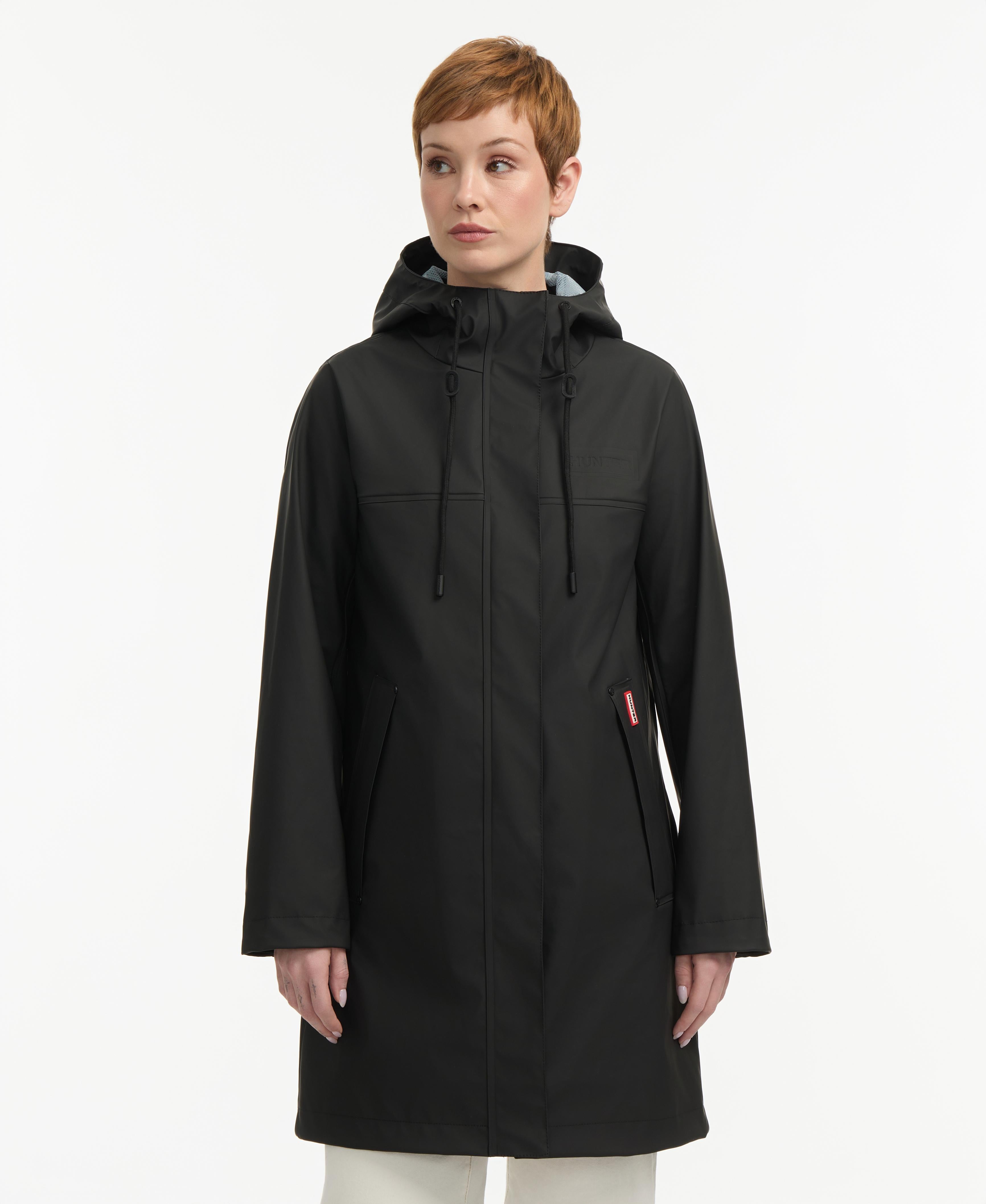 Hunter Women SPRING RUBBERIZED RAIN COAT BLACK
