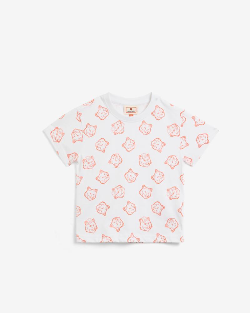 Hunter Kids MK X HUNTER KIDS FOX HEAD TEE SHIRT WHITE/BURNT ORANGE 0401