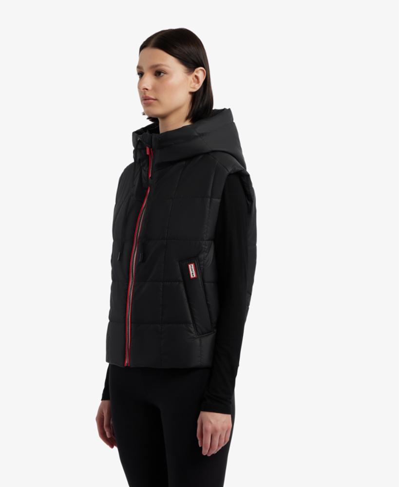 Hunter Women LINDSEY PU COATED SQUARE QUILTED VEST BLACK
