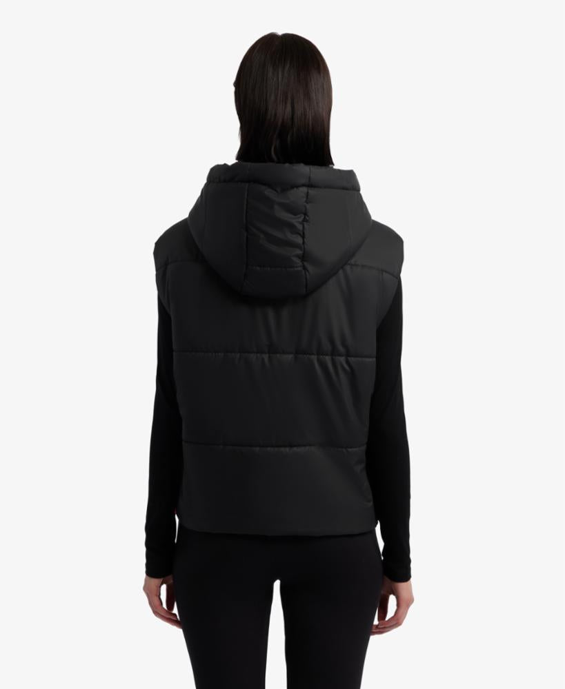 Hunter Women LINDSEY PU COATED SQUARE QUILTED VEST BLACK