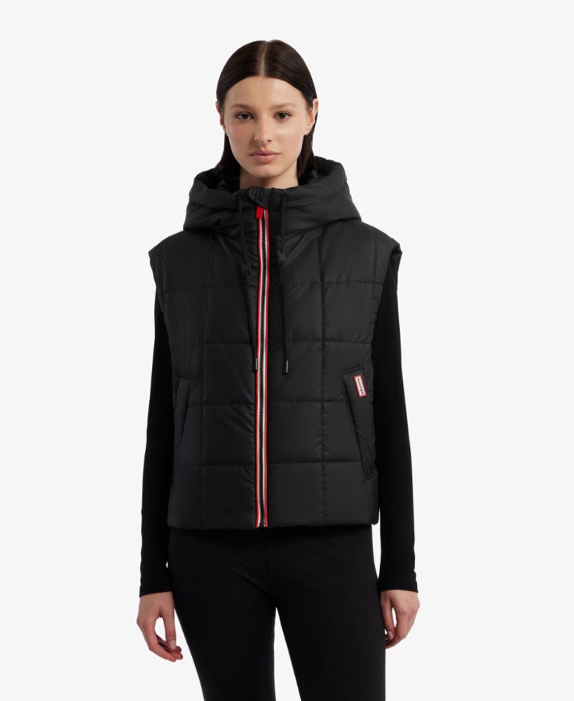 Hunter Women LINDSEY PU COATED SQUARE QUILTED VEST BLACK
