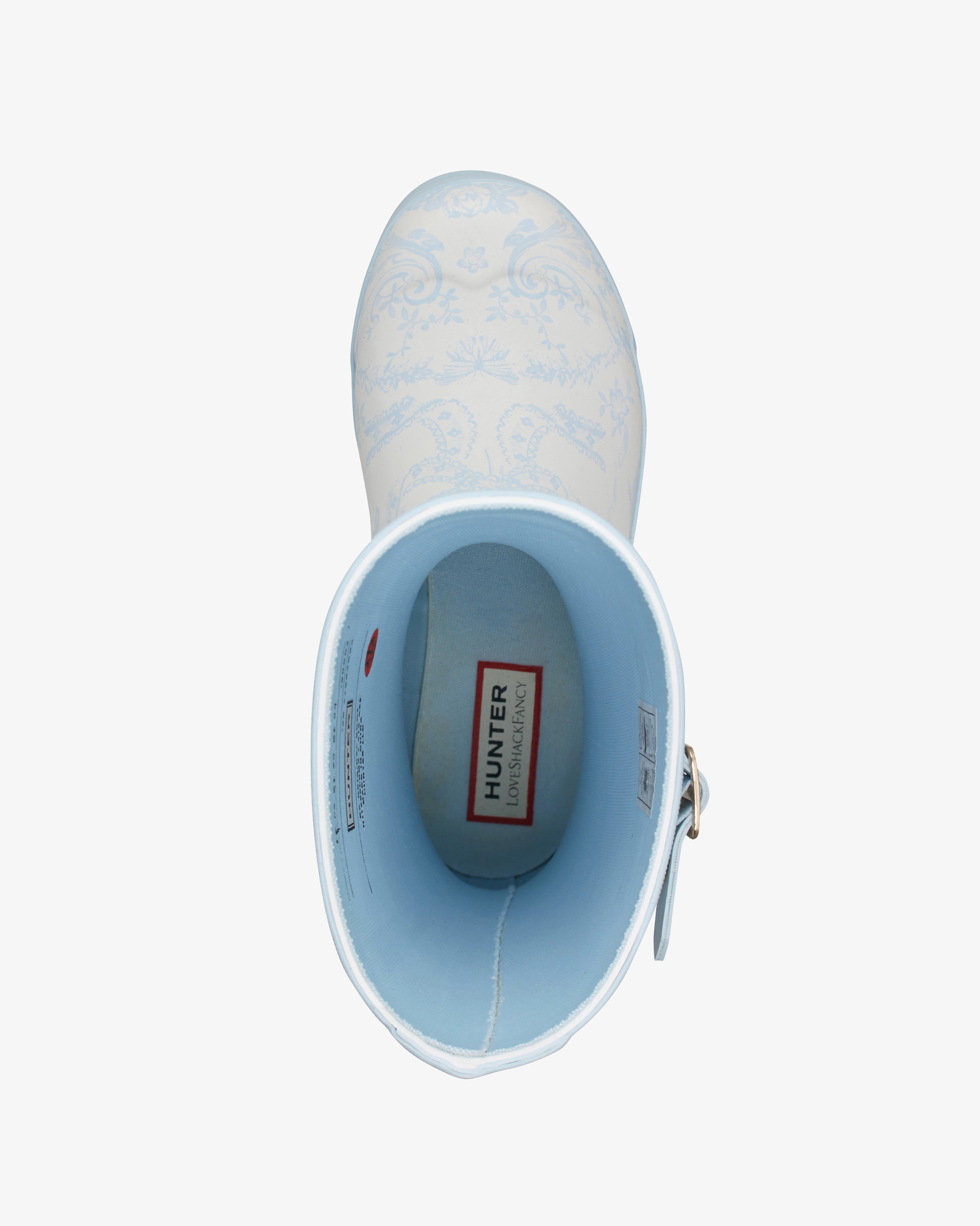 HUNTER KIDS BIG KIDS ORIGINAL BOOT LOVE SHACK FANCY OFF WHITE MULTI/BABY BLUE/TOSC