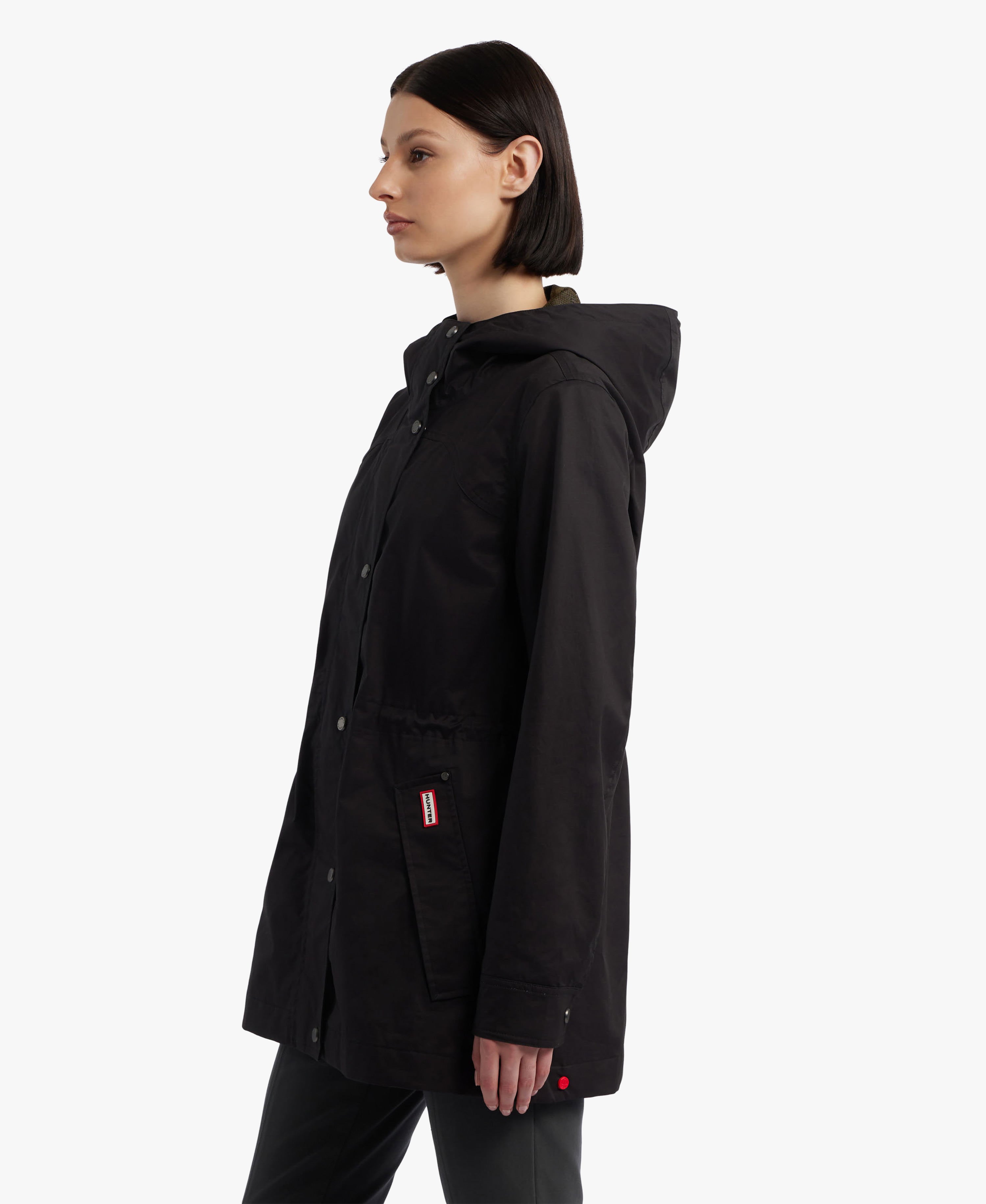HUNTER WOMEN ADELA COTTON CANVAS RAIN JACKET 001 BLACK