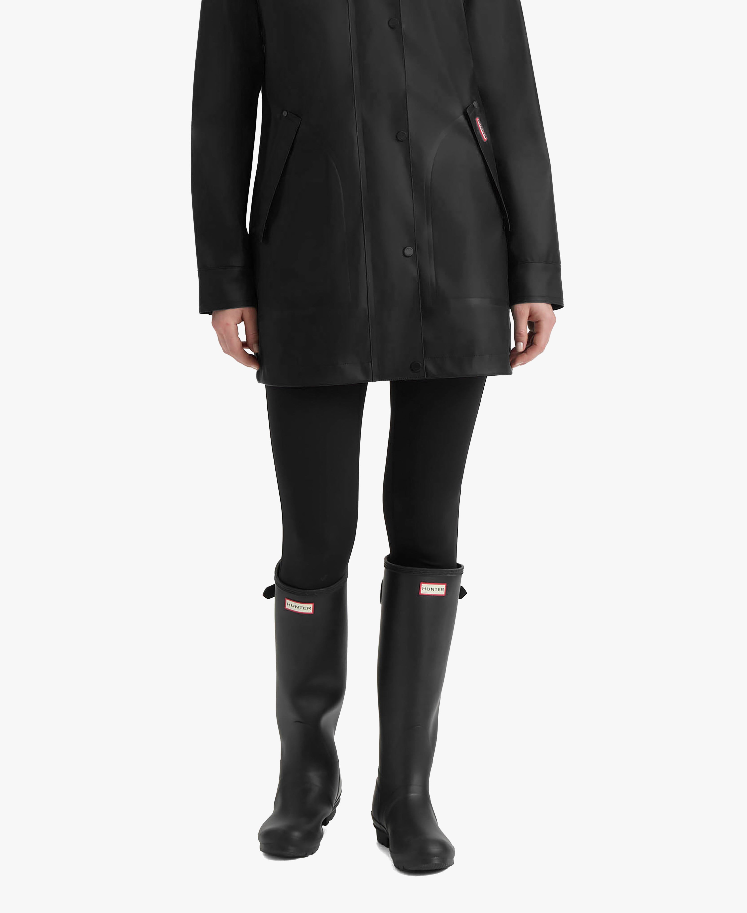 HUNTER WOMEN ACACIA RUBBERIZED RAIN JACKET 001 BLACK
