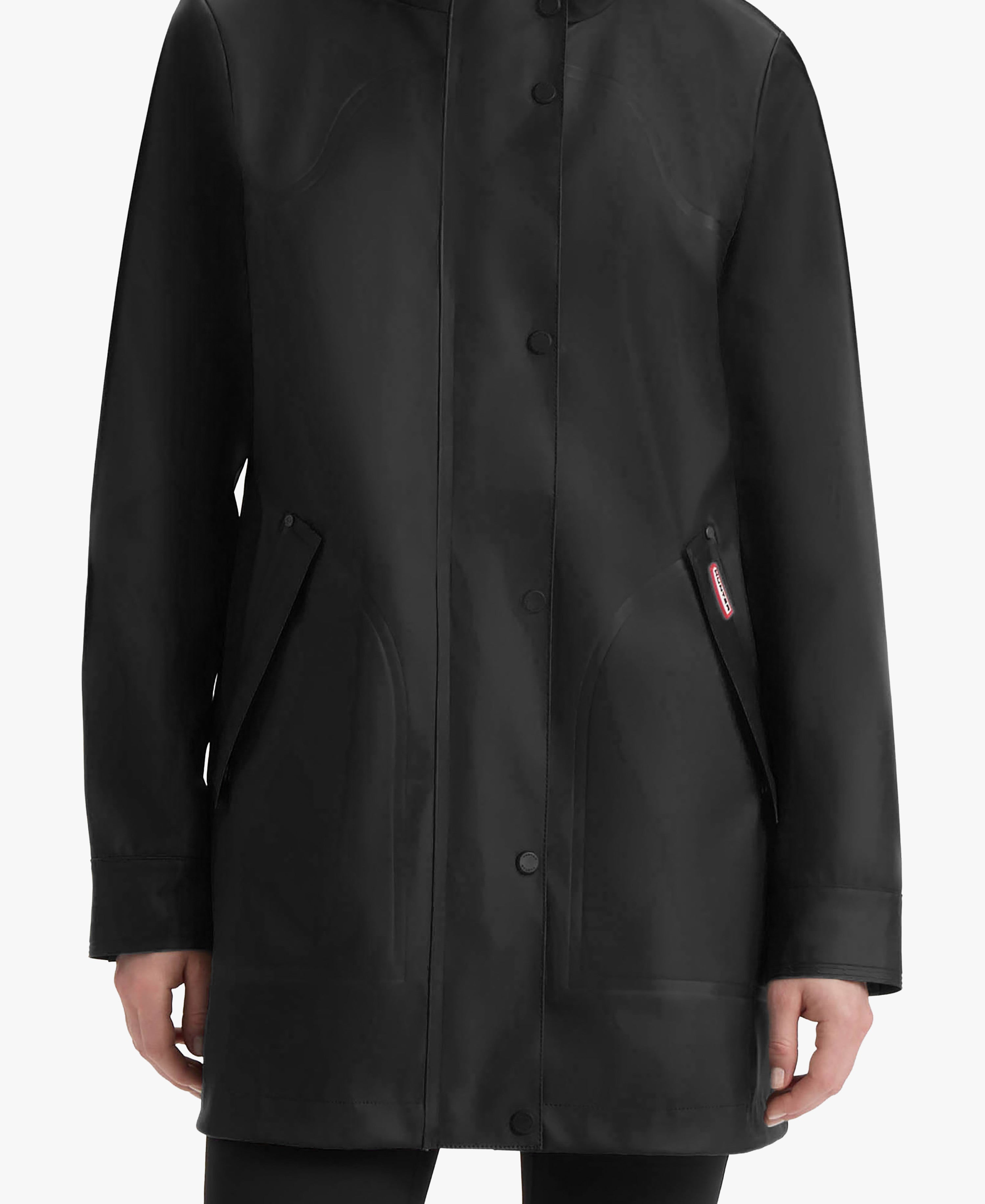 HUNTER WOMEN ACACIA RUBBERIZED RAIN JACKET 001 BLACK