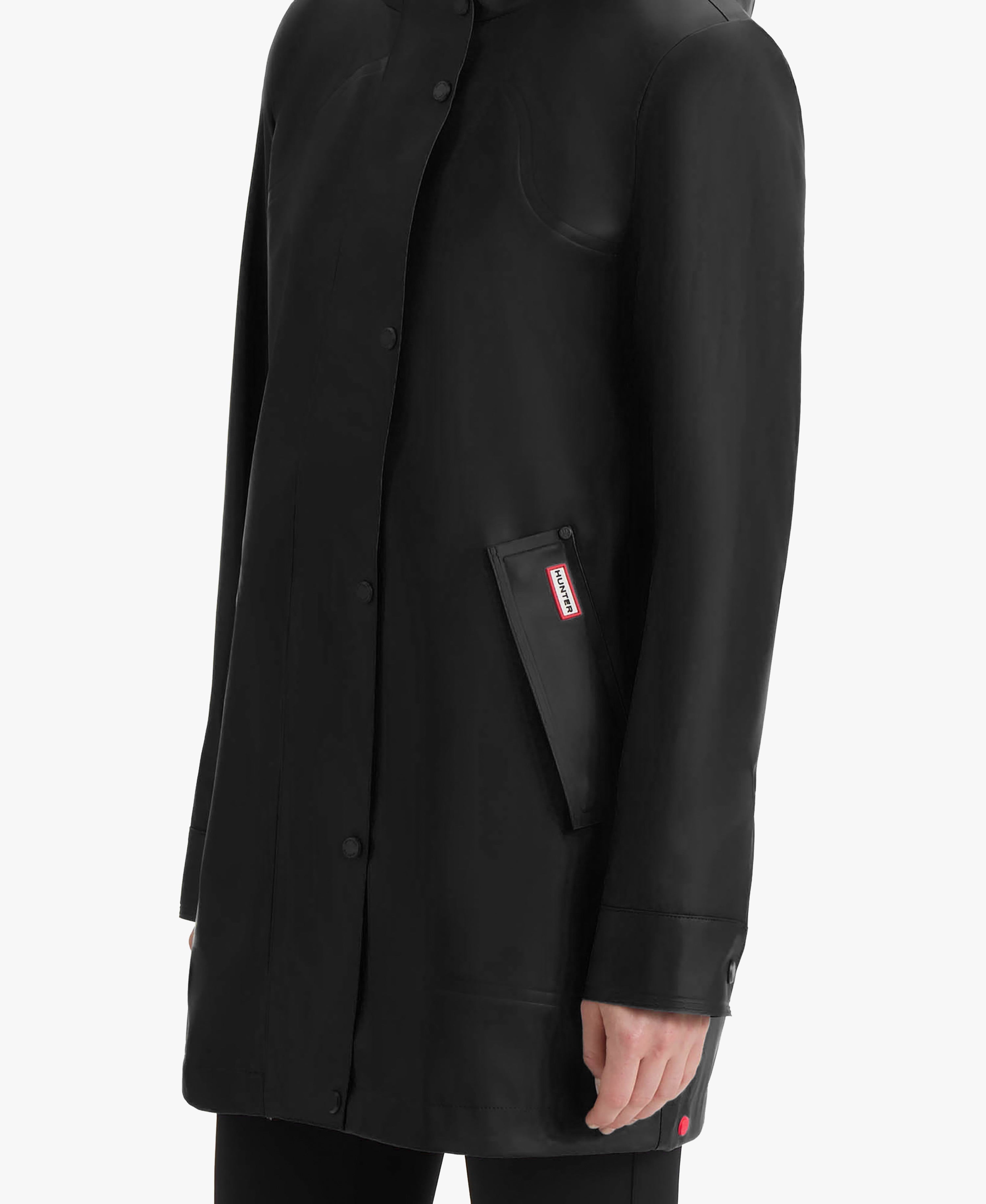 HUNTER WOMEN ACACIA RUBBERIZED RAIN JACKET 001 BLACK