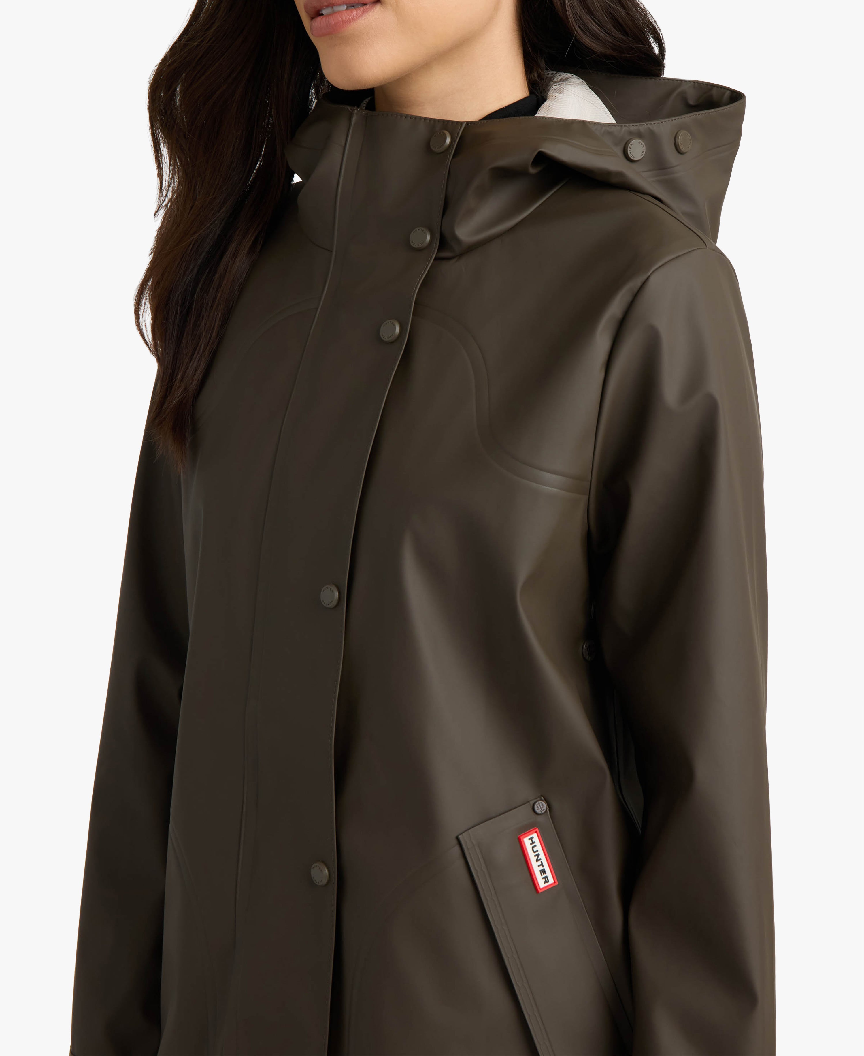 HUNTER WOMEN ACACIA RUBBERIZED RAIN JACKET 217 BROWNIE
