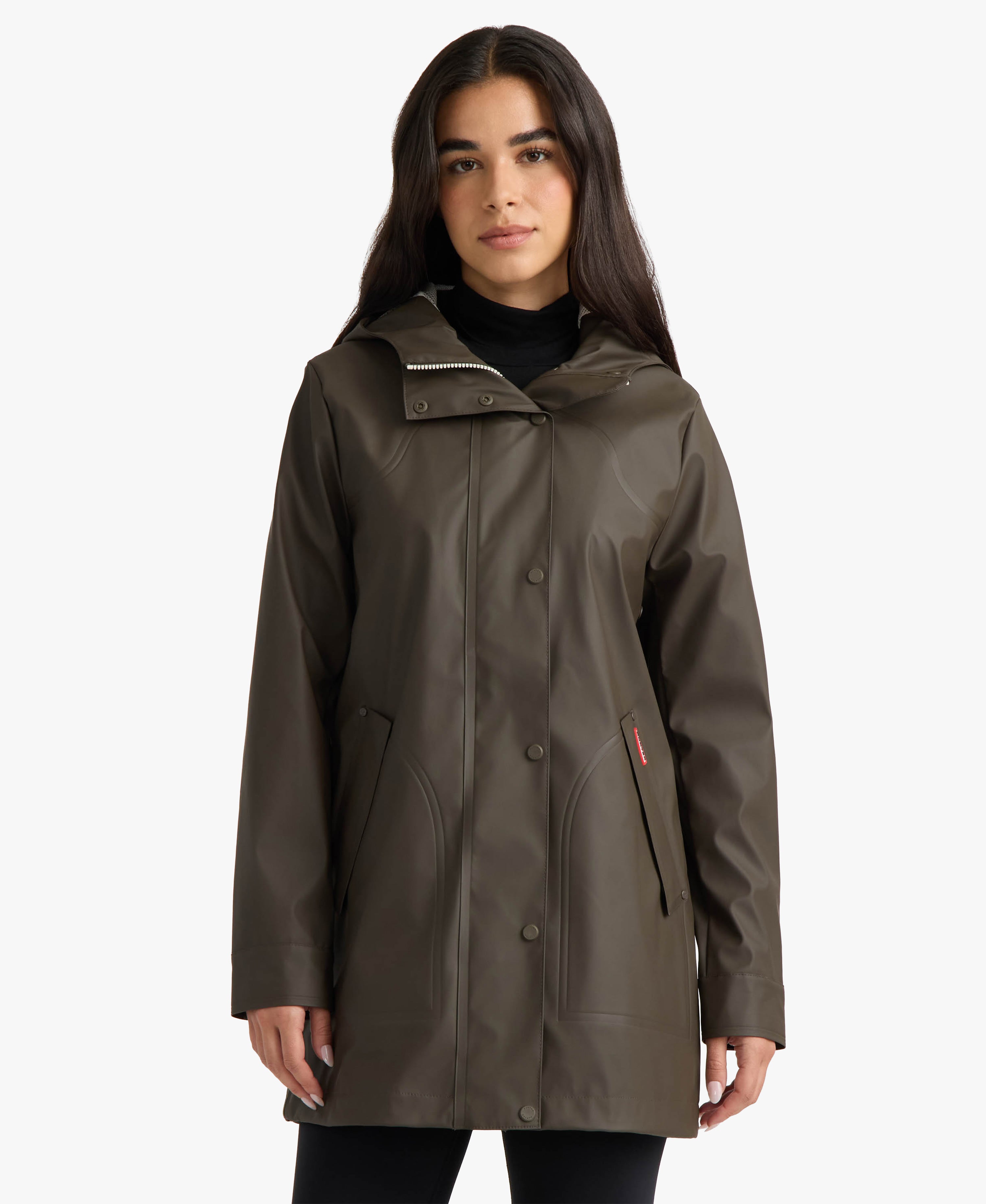 HUNTER WOMEN ACACIA RUBBERIZED RAIN JACKET 217 BROWNIE