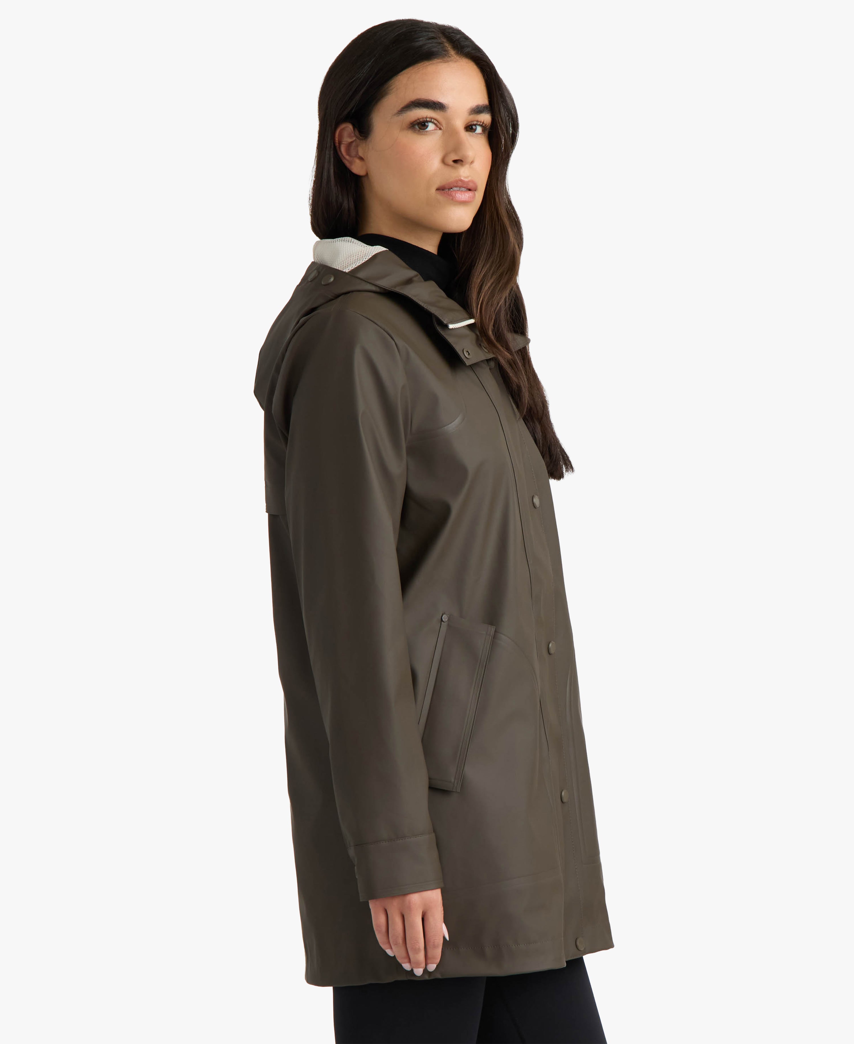 HUNTER WOMEN ACACIA RUBBERIZED RAIN JACKET 217 BROWNIE