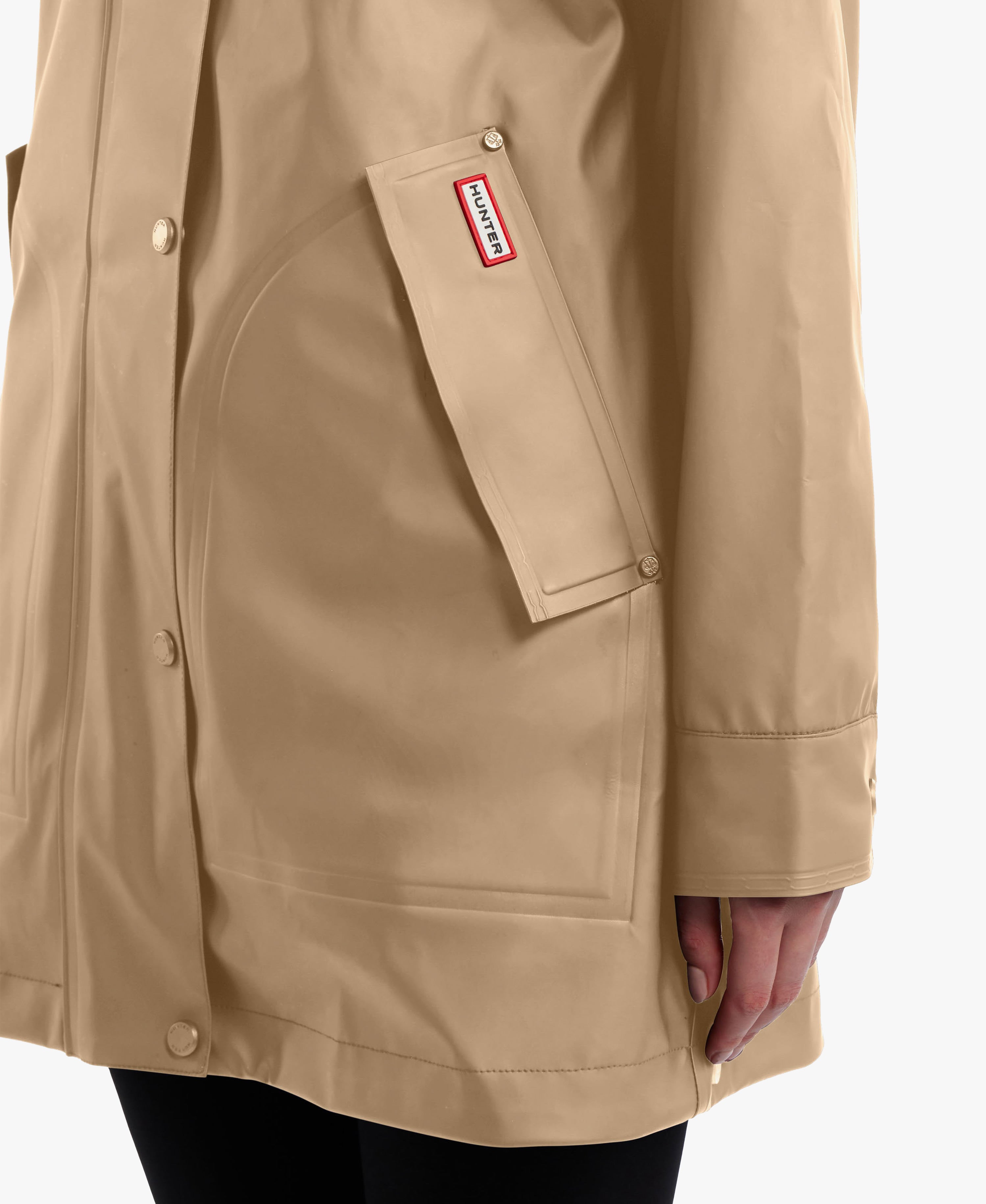 HUNTER WOMEN ACACIA RUBBERIZED RAIN JACKET 263 BRITISH TAN