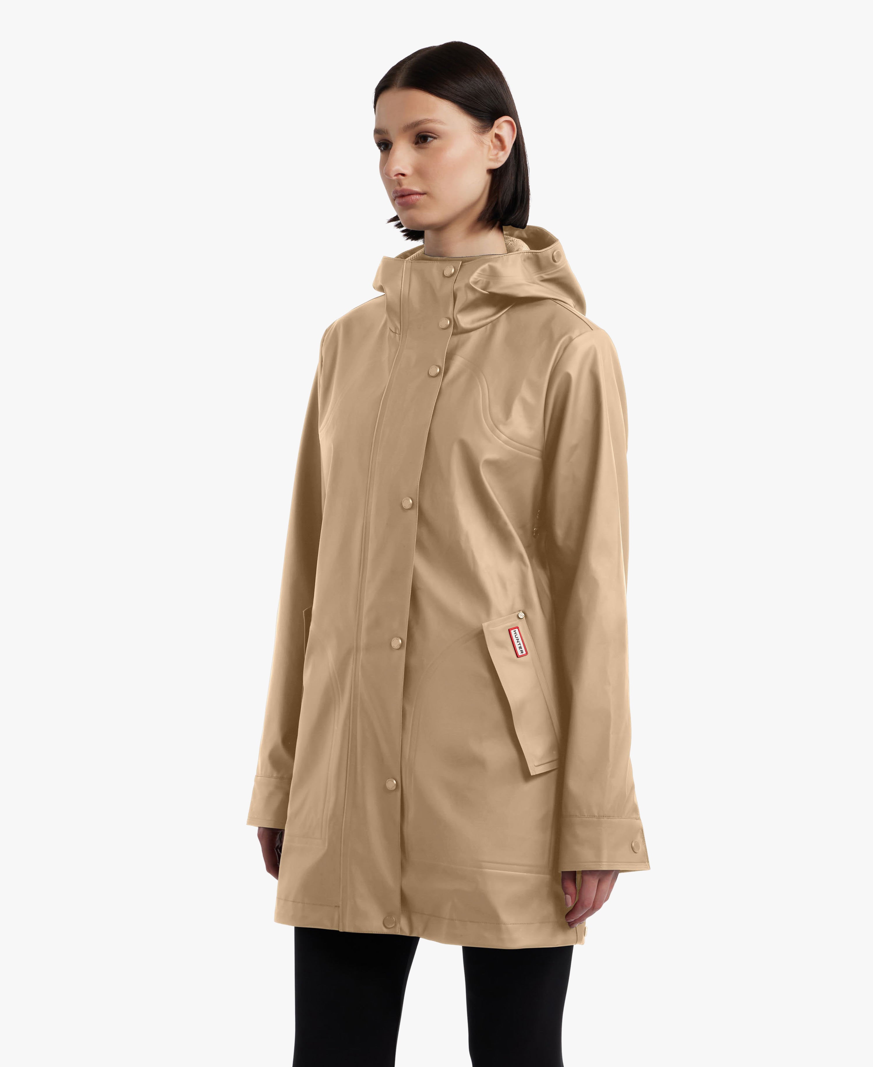 HUNTER WOMEN ACACIA RUBBERIZED RAIN JACKET 263 BRITISH TAN