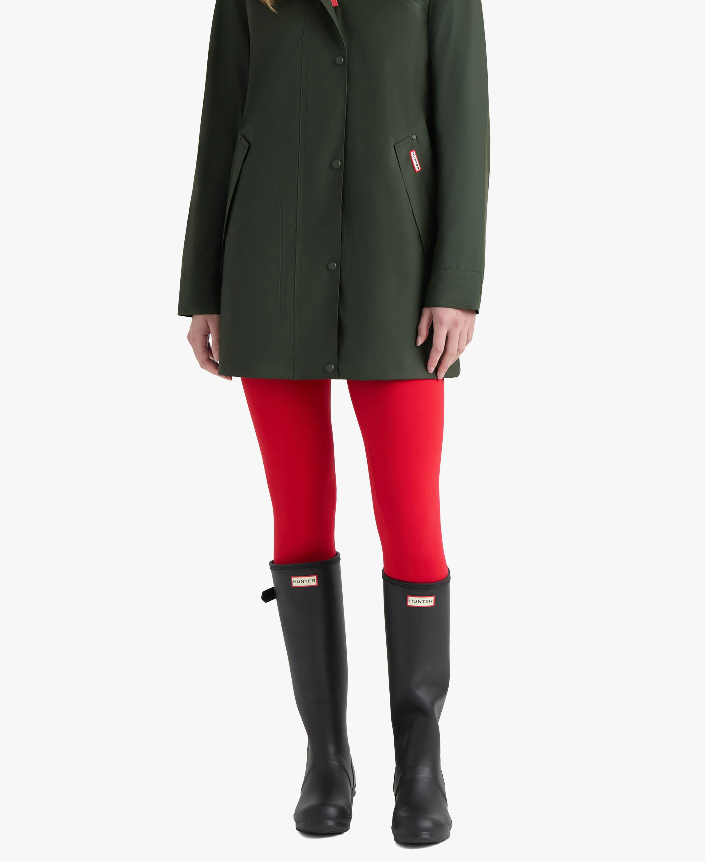 HUNTER WOMEN ACACIA RUBBERIZED RAIN JACKET 361 HUNTER GREEN