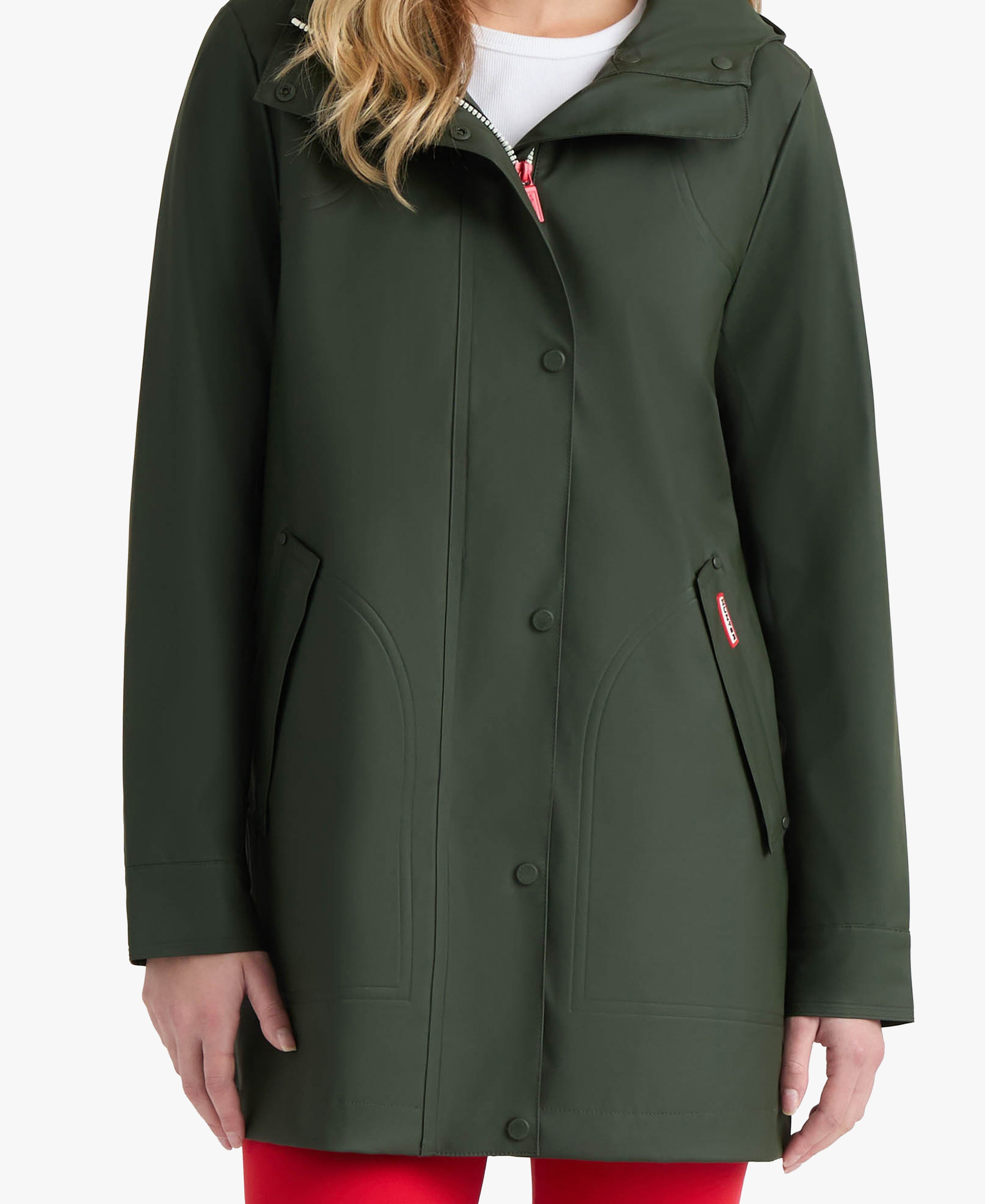 HUNTER WOMEN ACACIA RUBBERIZED RAIN JACKET 361 HUNTER GREEN