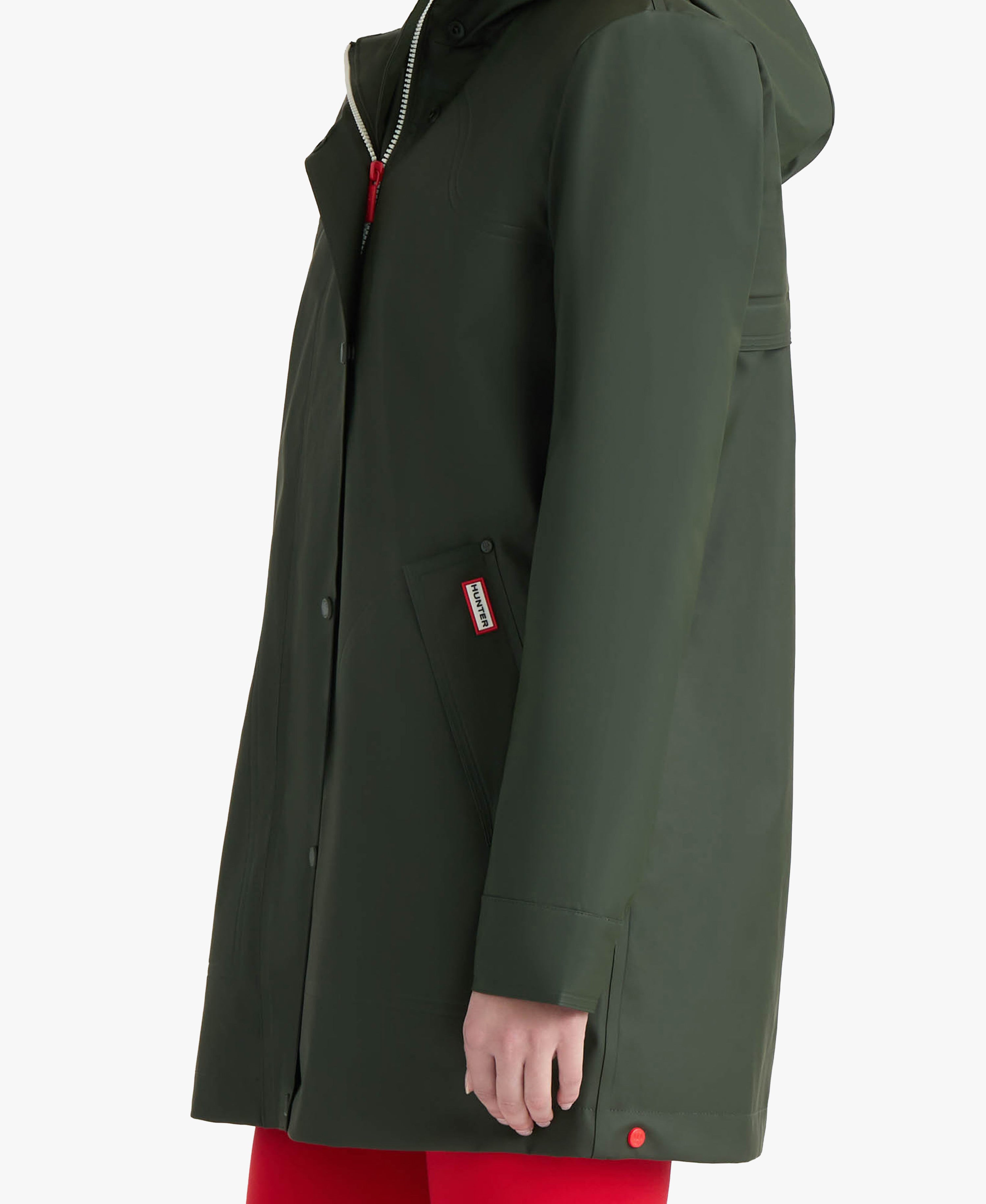 HUNTER WOMEN ACACIA RUBBERIZED RAIN JACKET 361 HUNTER GREEN