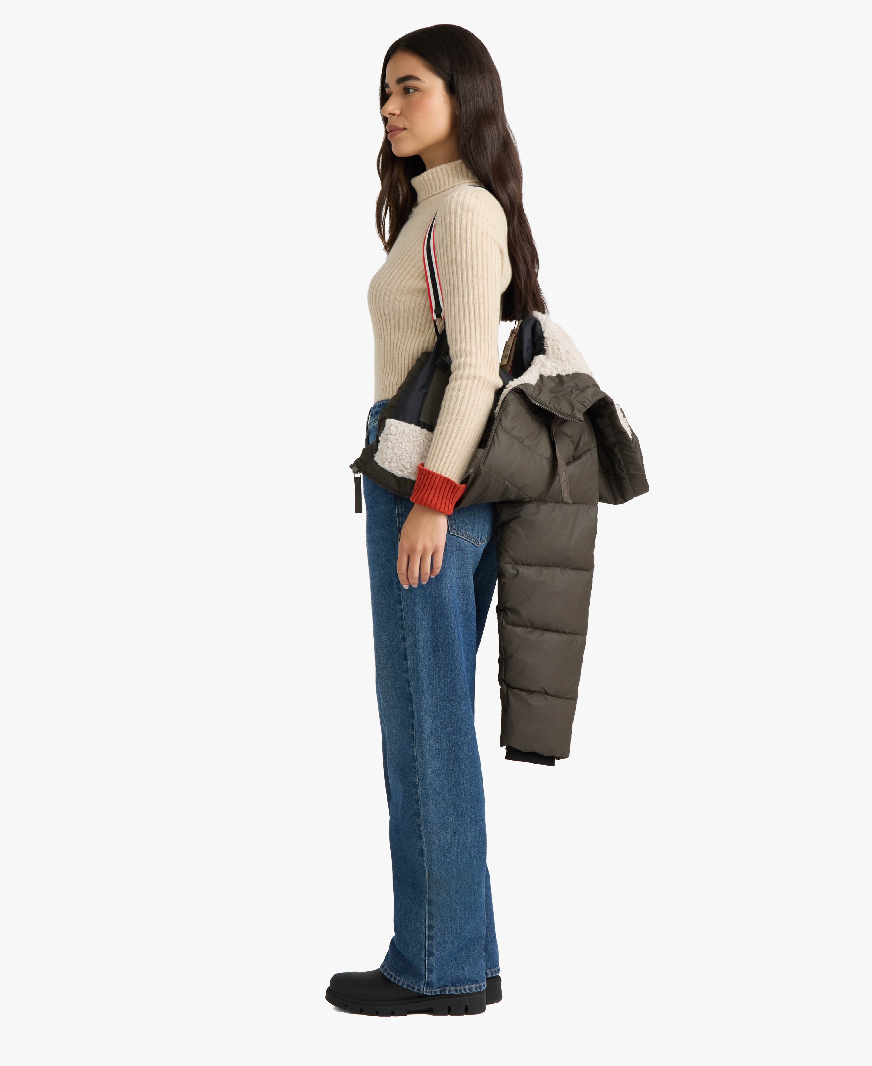 HUNTER WOMEN ADMIRAL PU COATED CROPPED PUFFER JACKET 217 BROWNIE