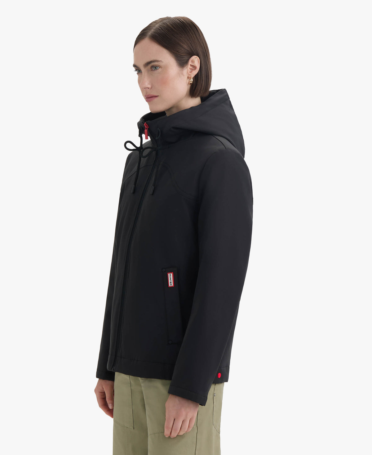HUNTER WOMEN BLAKE POLY SHORT RAIN JACKET 001 BLACK