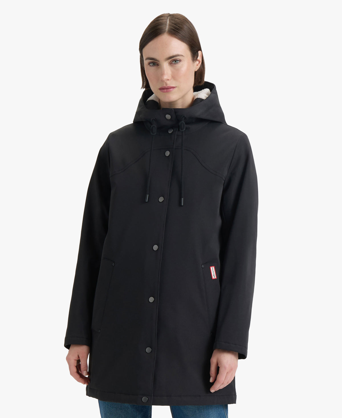 HUNTER WOMEN BILLIE POLY HOODED RAINCOAT 001 BLACK