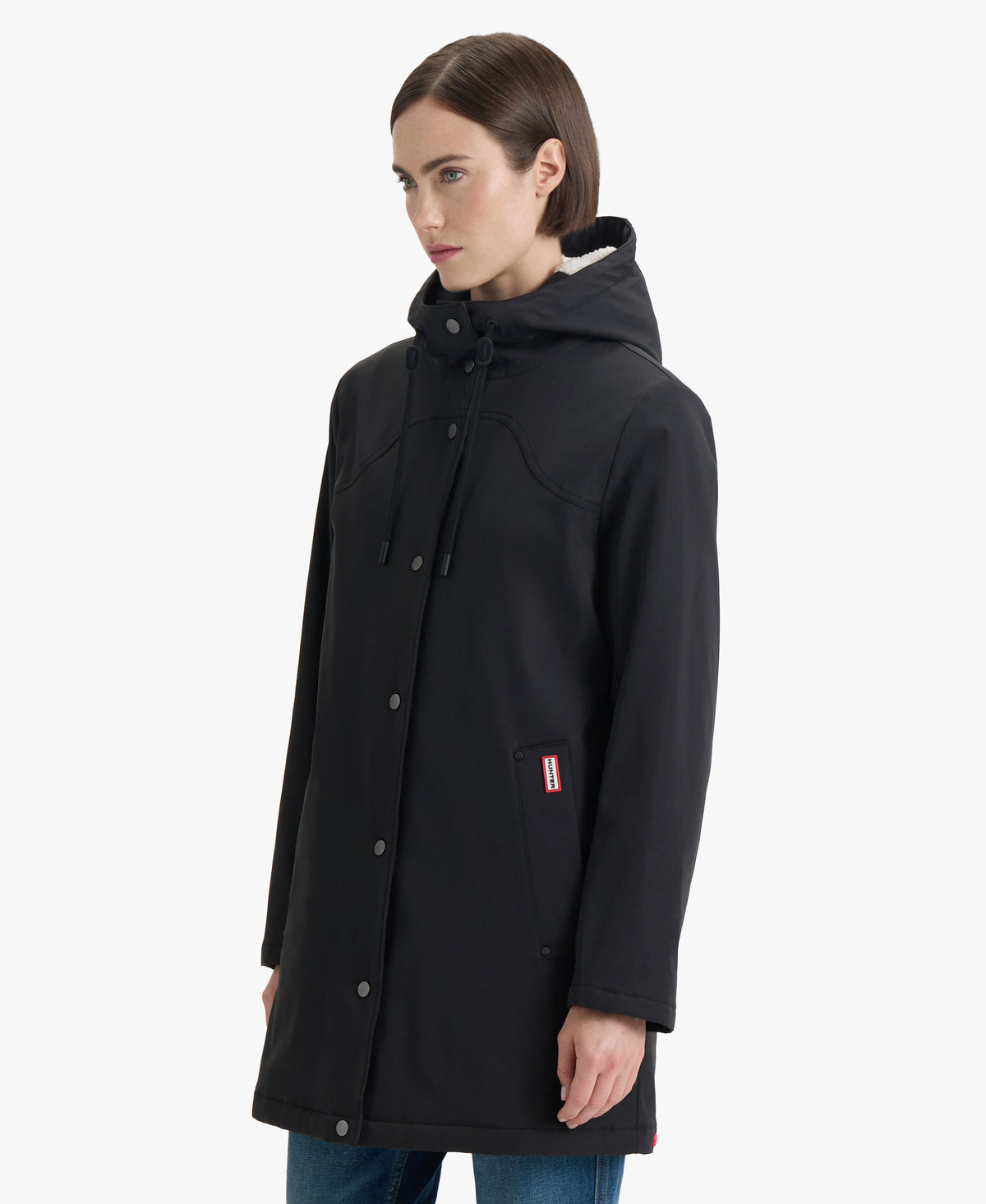 HUNTER WOMEN BILLIE POLY HOODED RAINCOAT 001 BLACK