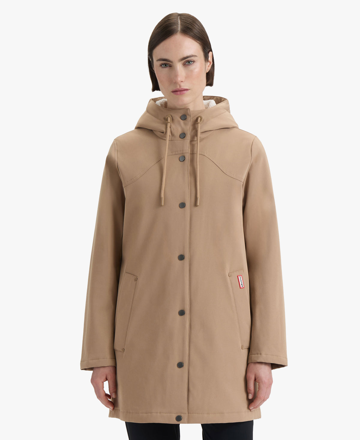 HUNTER WOMEN BILLIE POLY HOODED RAINCOAT 263 BRITISH TAN