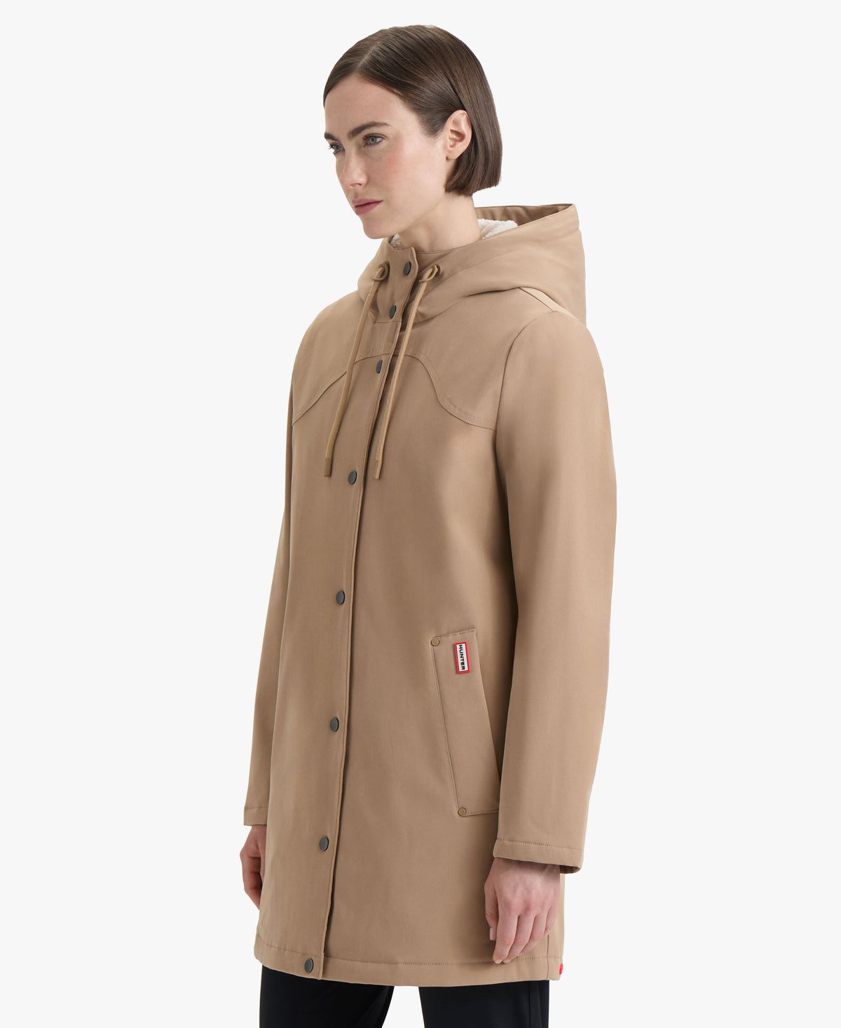 HUNTER WOMEN BILLIE POLY HOODED RAINCOAT 263 BRITISH TAN