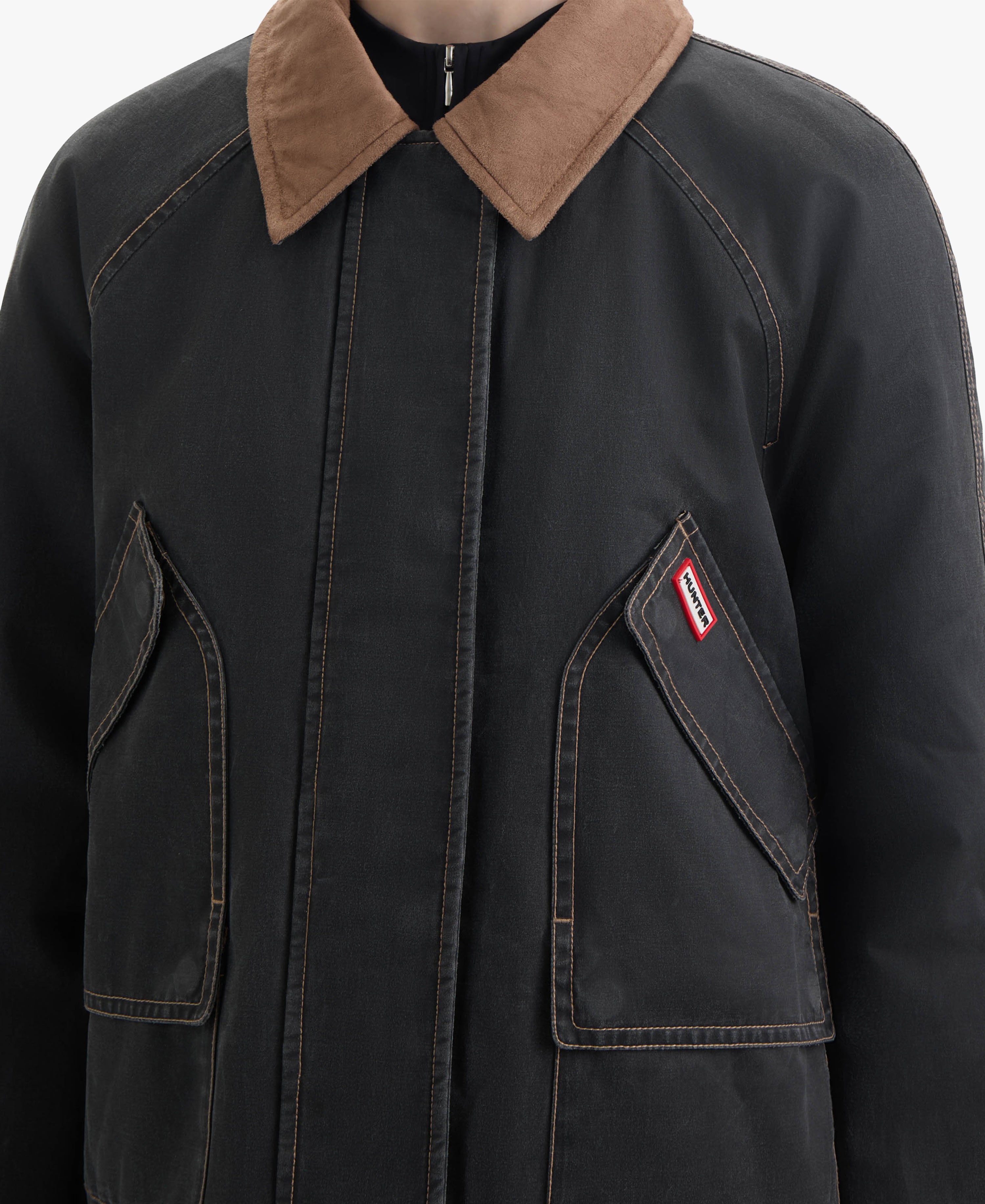 HUNTER WOMEN BEX WASHED WAX HUNTING JACKET 001 BLACK