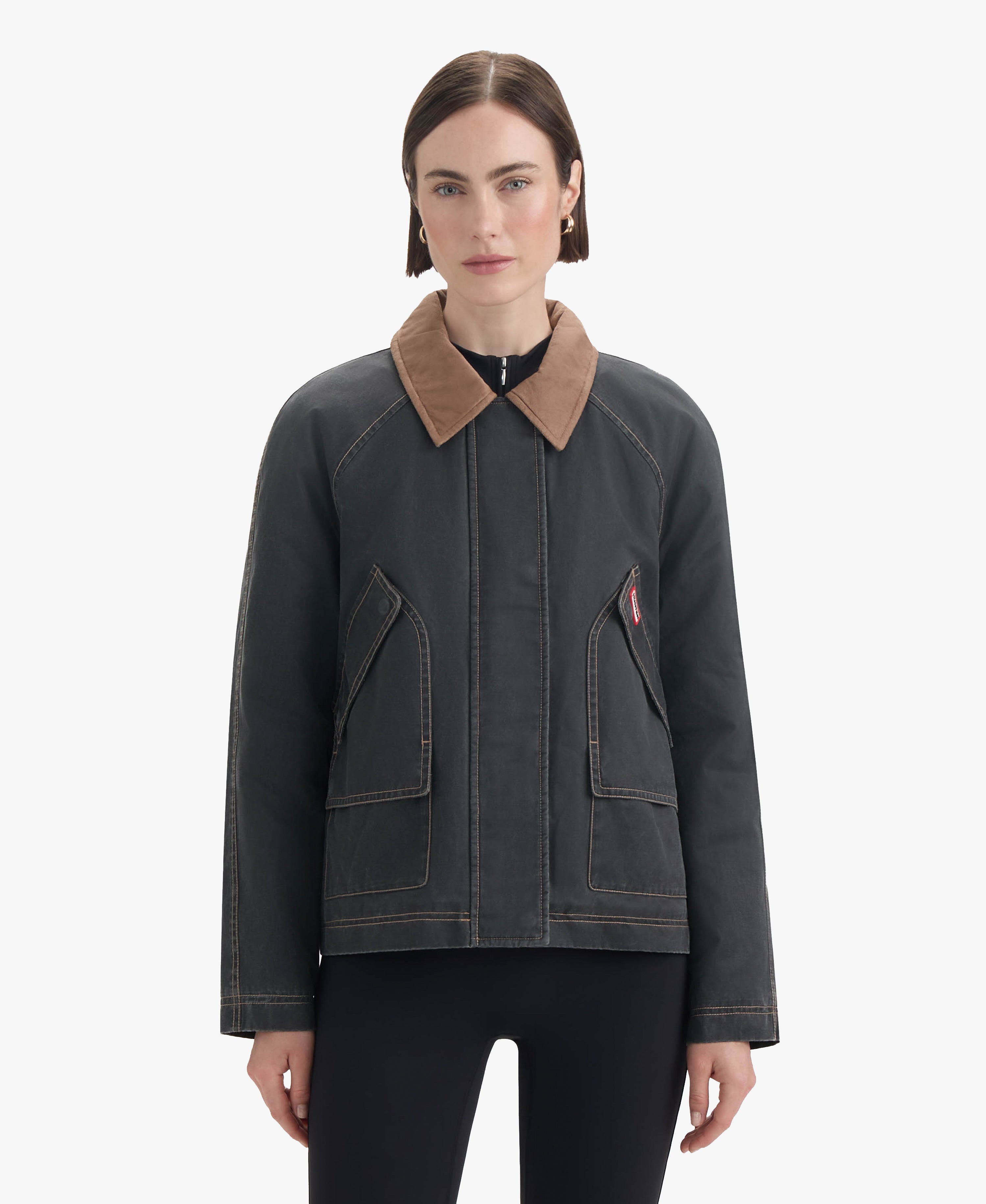 HUNTER WOMEN BEX WASHED WAX HUNTING JACKET 001 BLACK